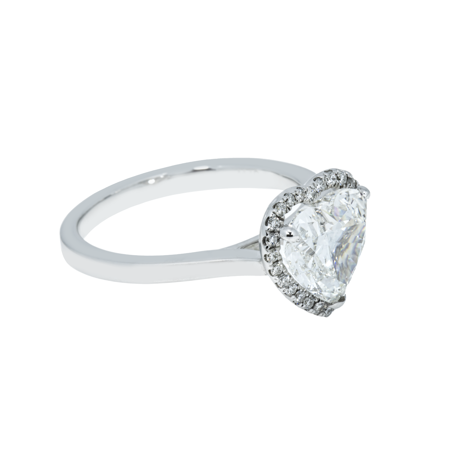 18K White Gold 2.36ct Heart Cut Diamond Engagement Ring 2.52ctw