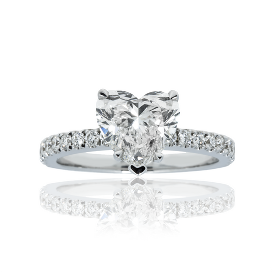 18K White Gold 2.04ct Heart Cut Diamond Engagement Ring 2.41ctw