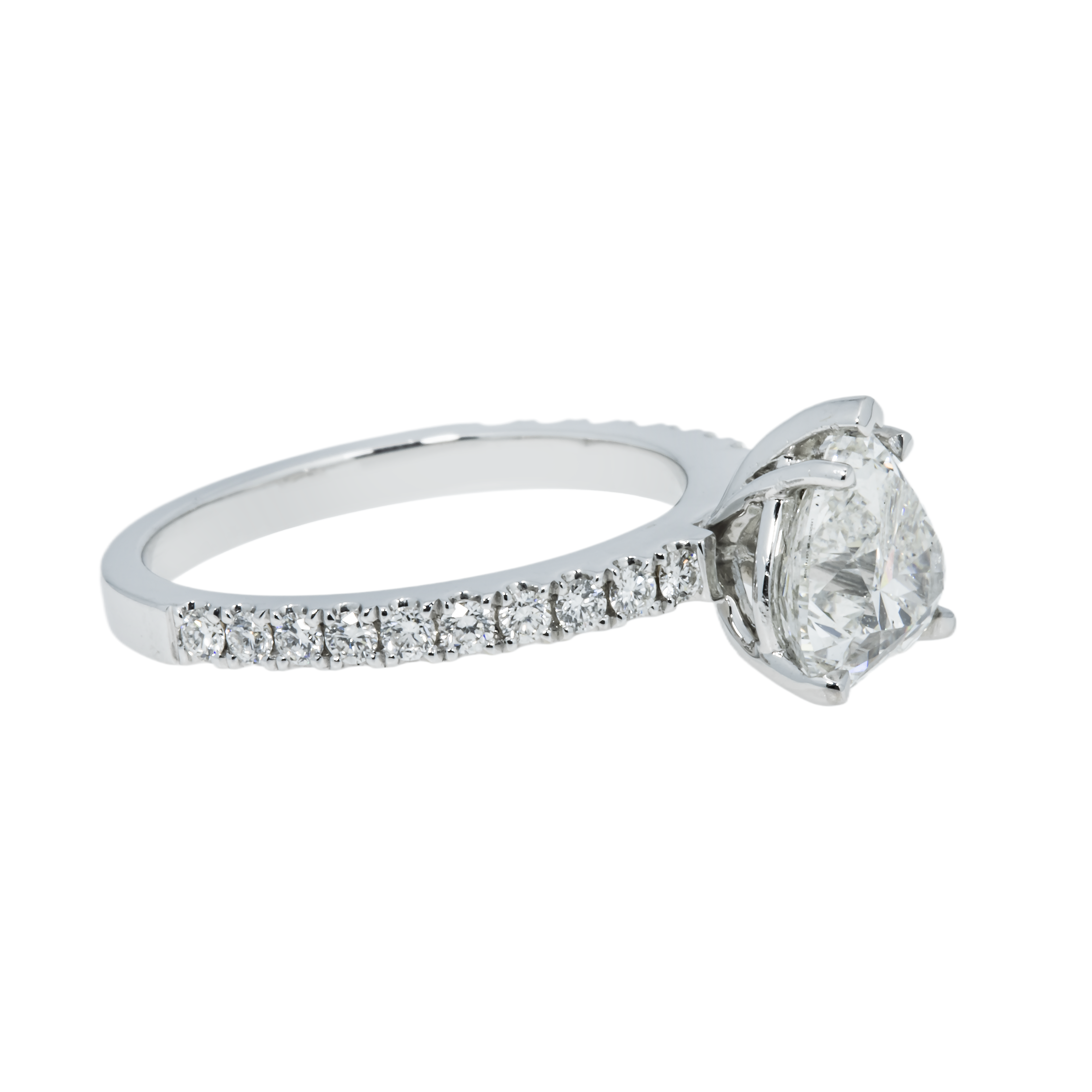 18K White Gold 2.04Ct Heart Cut Diamond Engagement Ring 2.41Ctw Bridal