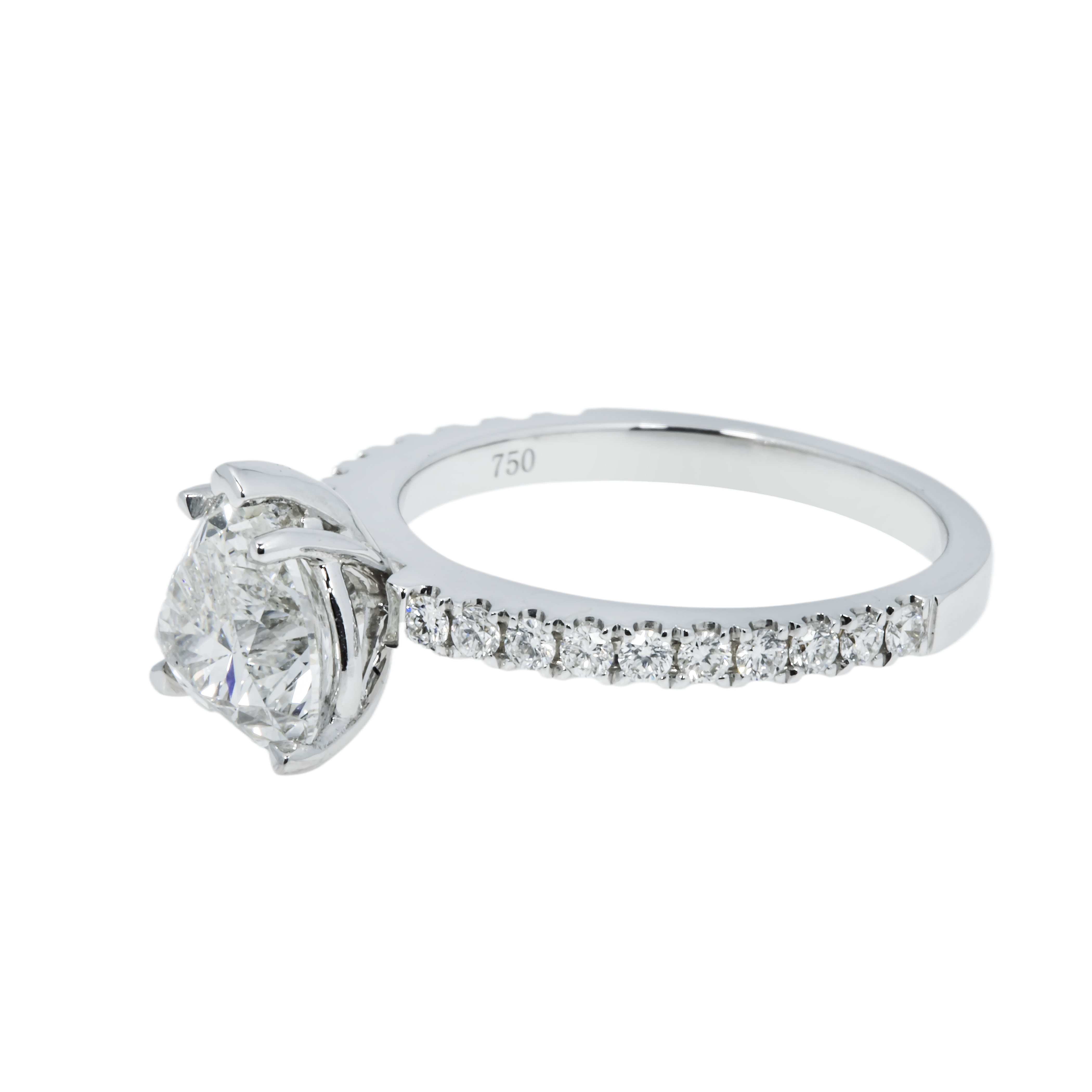 18K White Gold 2.04Ct Heart Cut Diamond Engagement Ring 2.41Ctw Bridal