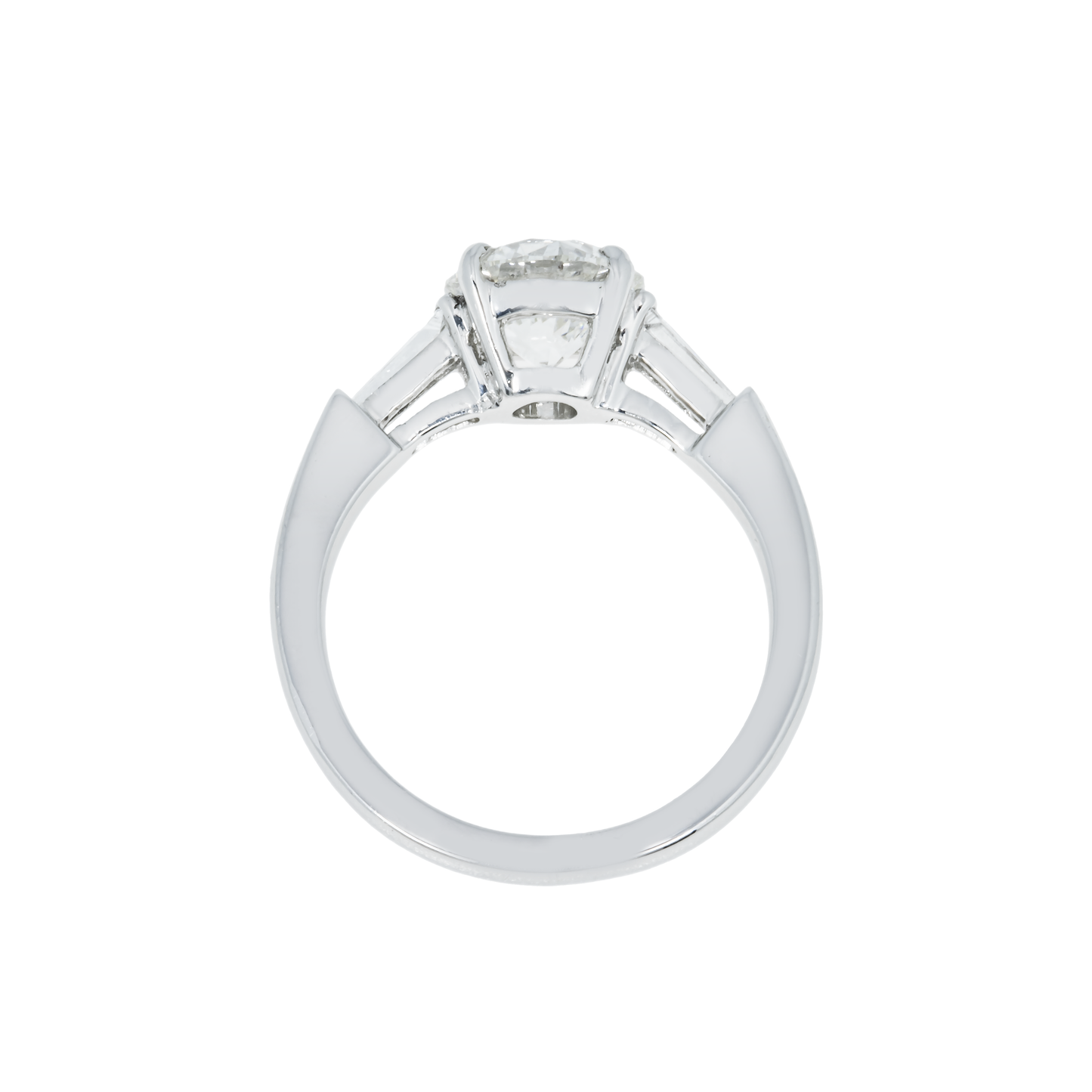 Platinum 1.73ct Round Cut Triple Diamond Engagement Ring 2.03ctw