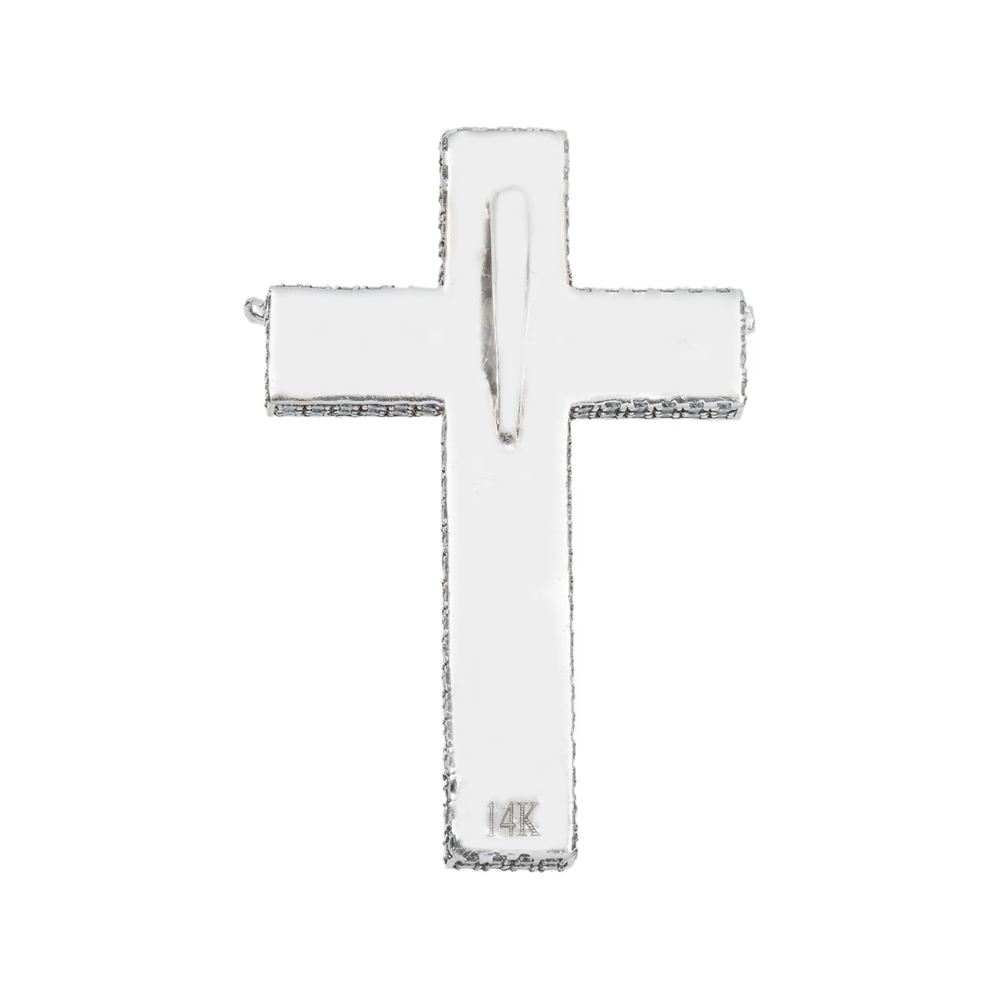 14K White Gold Emerald & Round Diamond Jesus Cross Pendant 9.82Ct