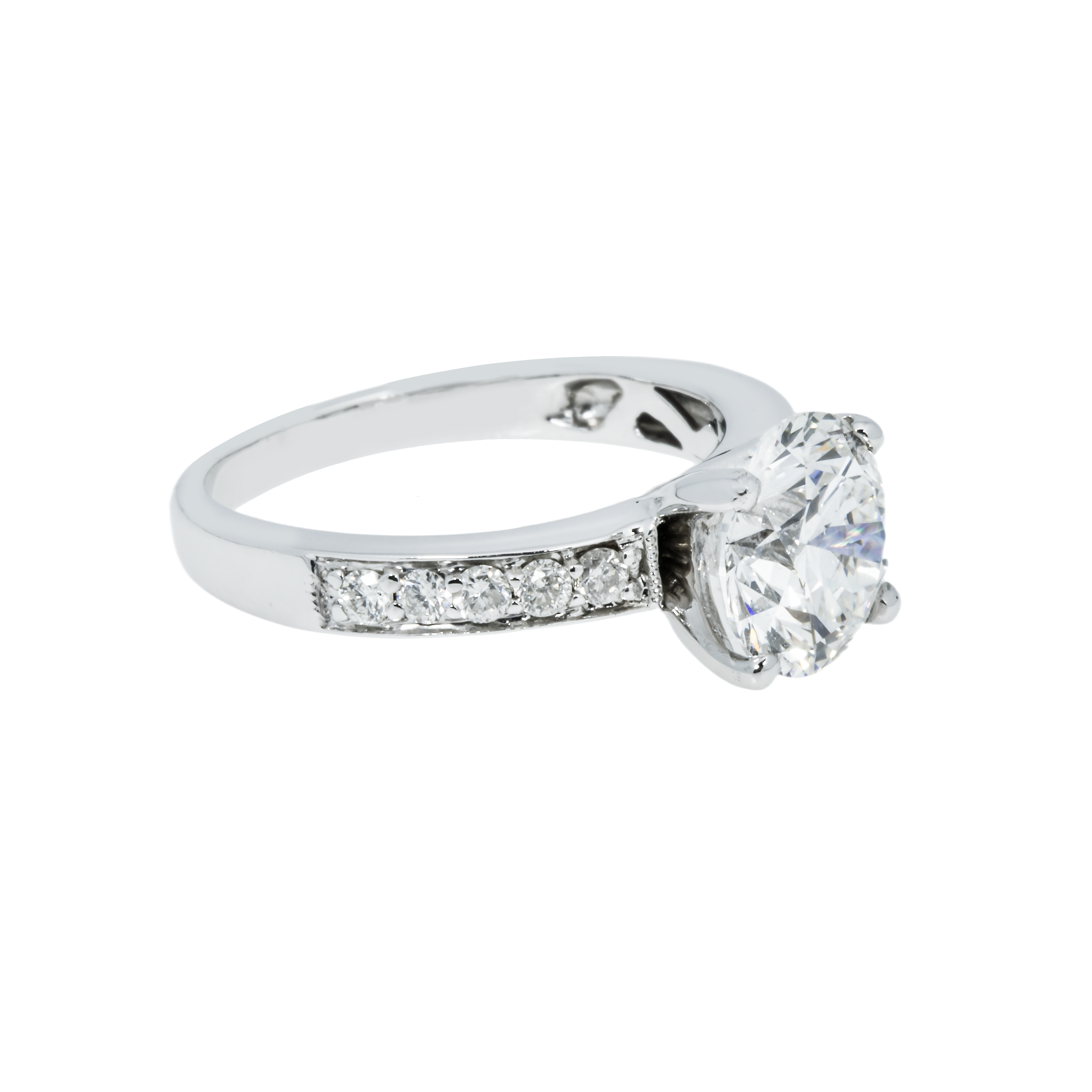 Gia 14K White Gold 2Ct Round Cut Diamond Engagement Ring 2.20Ctw Bridal