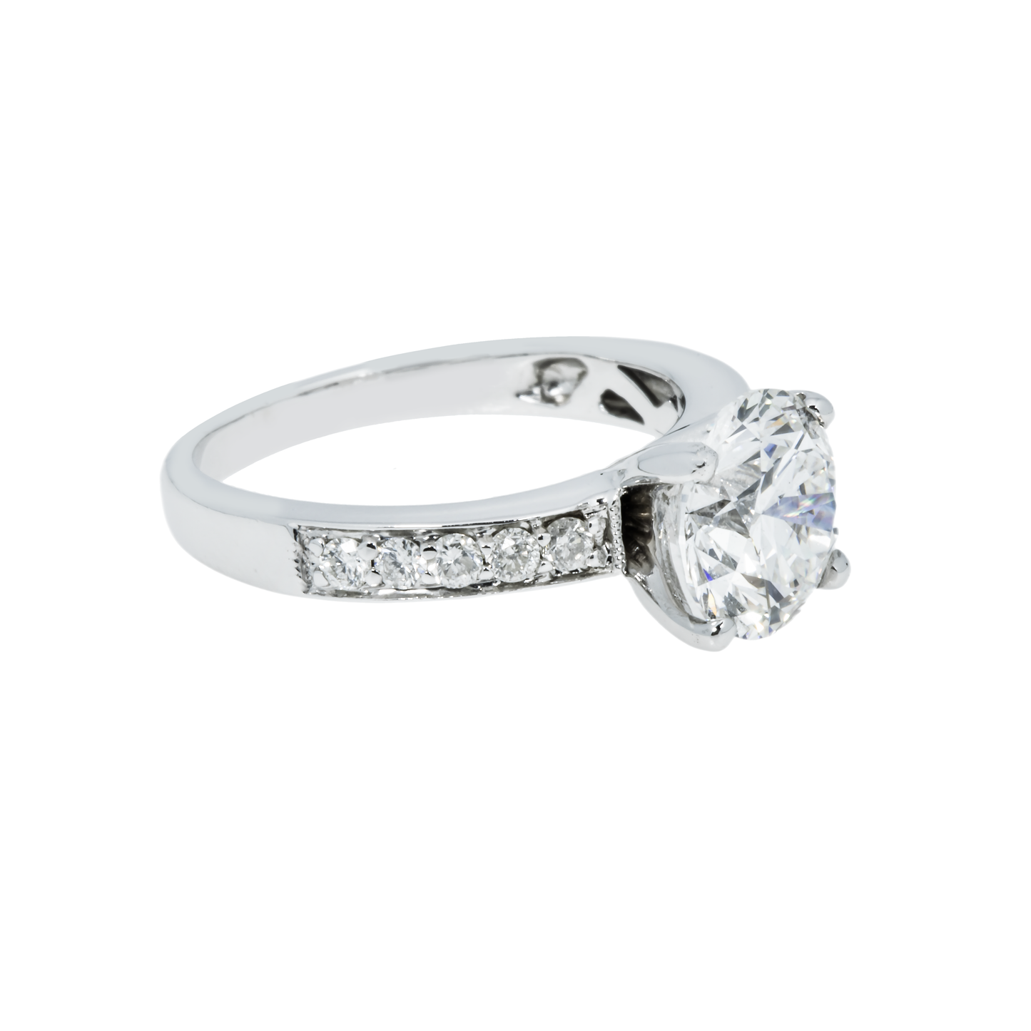 GIA 14K White Gold 2ct Round Cut Diamond Engagement Ring 2.20ctw