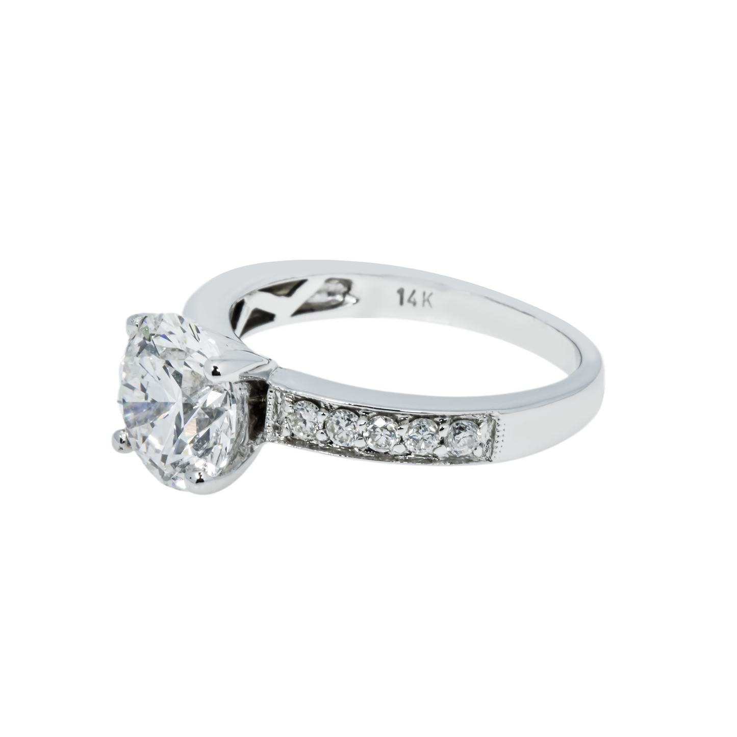 GIA 14K White Gold 2ct Round Cut Diamond Engagement Ring 2.20ctw