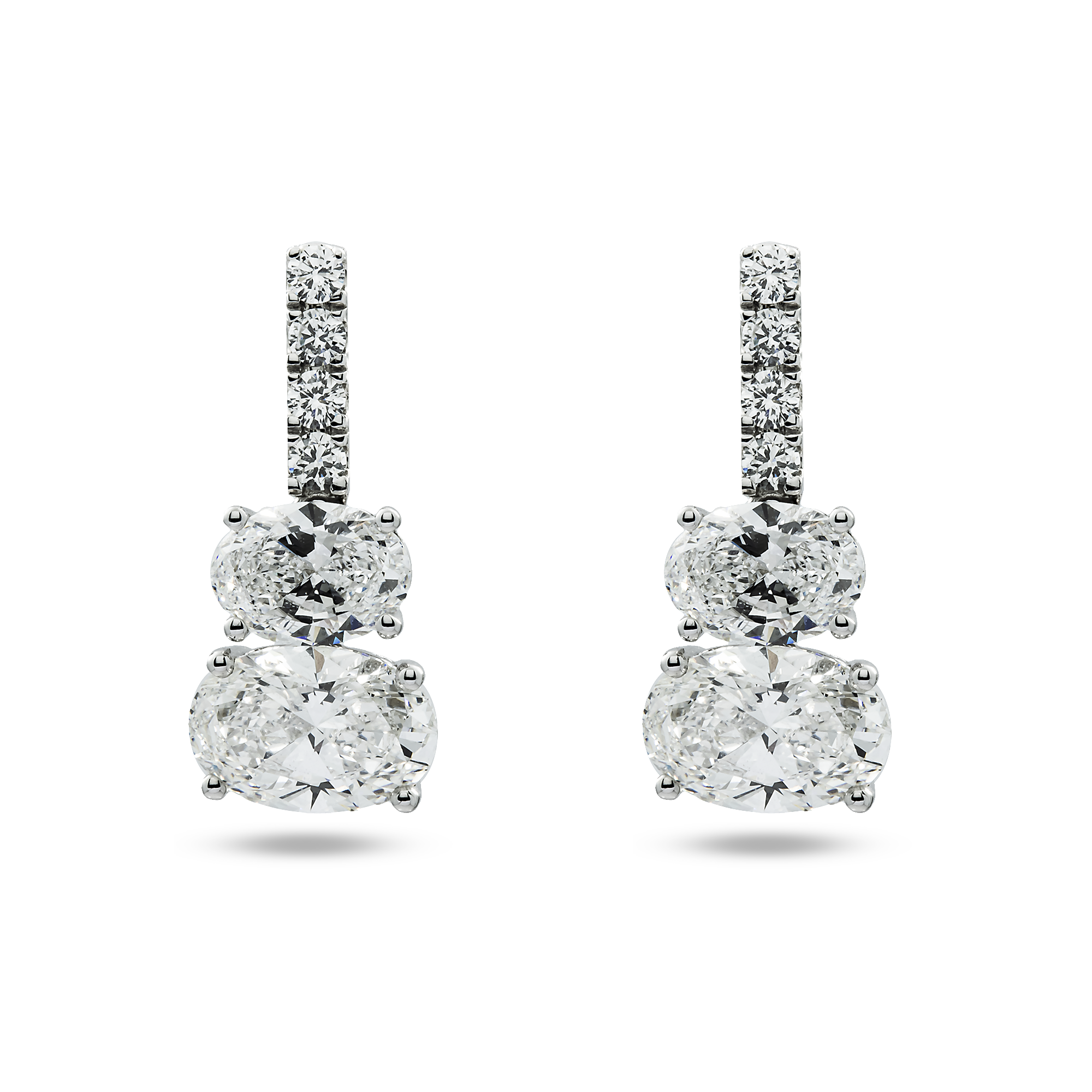 White Gold Round & Oval Cut Diamond Drop Earrings 4.95ctw