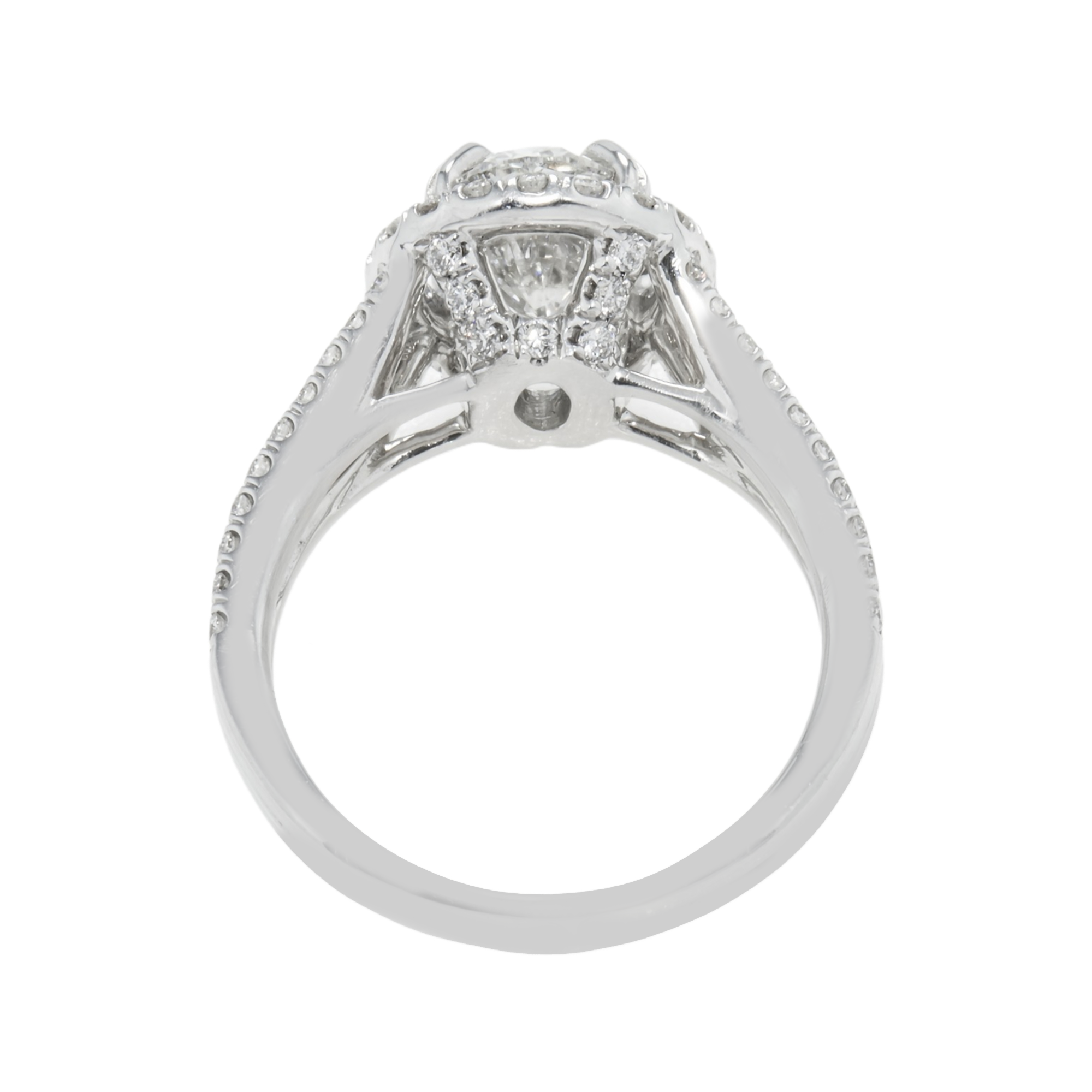 18K White Gold 2.36Ct Oval Cut Diamond Engagement Ring 3.24Ctw Bridal