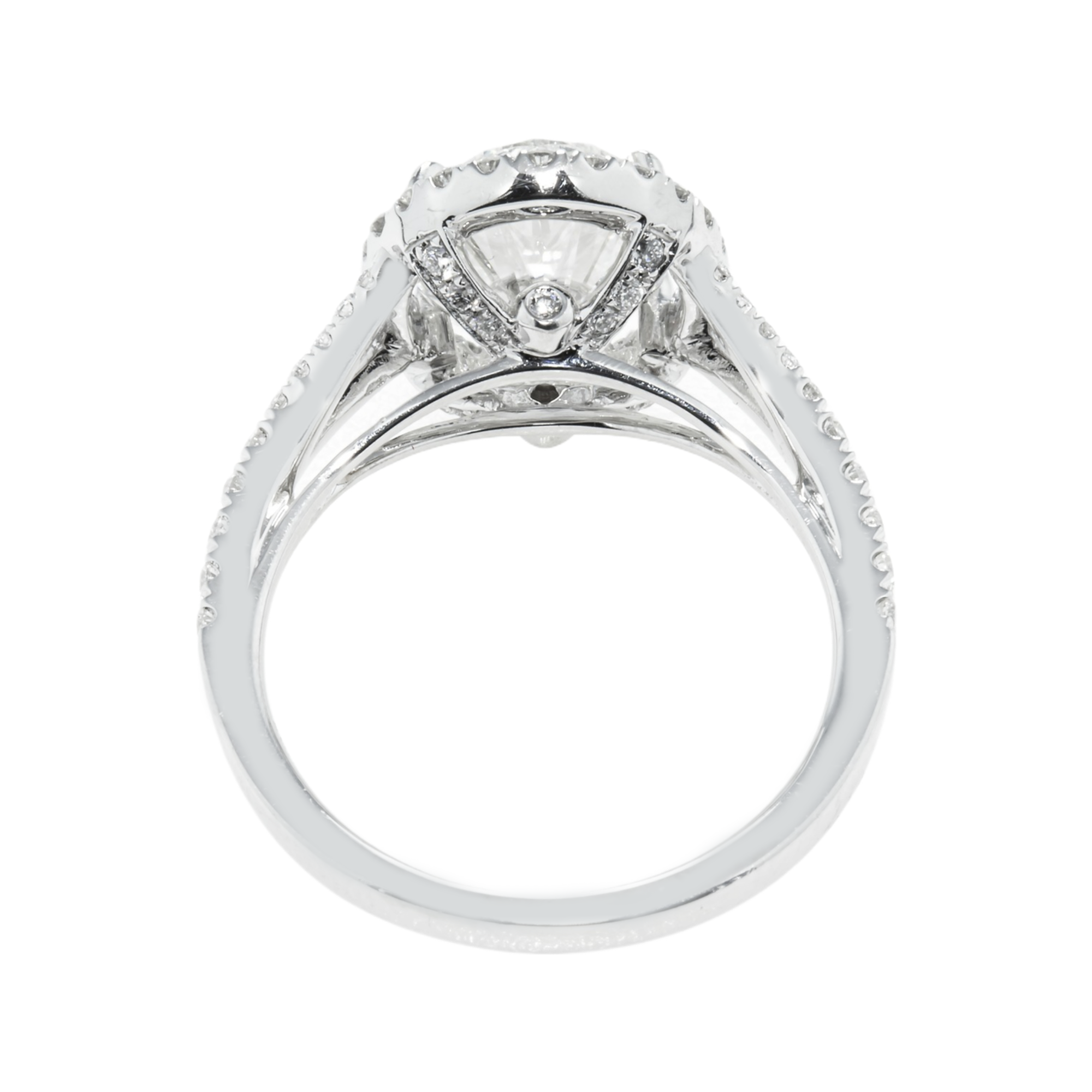 18K White Gold 2.74Ct Oval Cut Diamond Engagement Ring 3.29Ctw Bridal