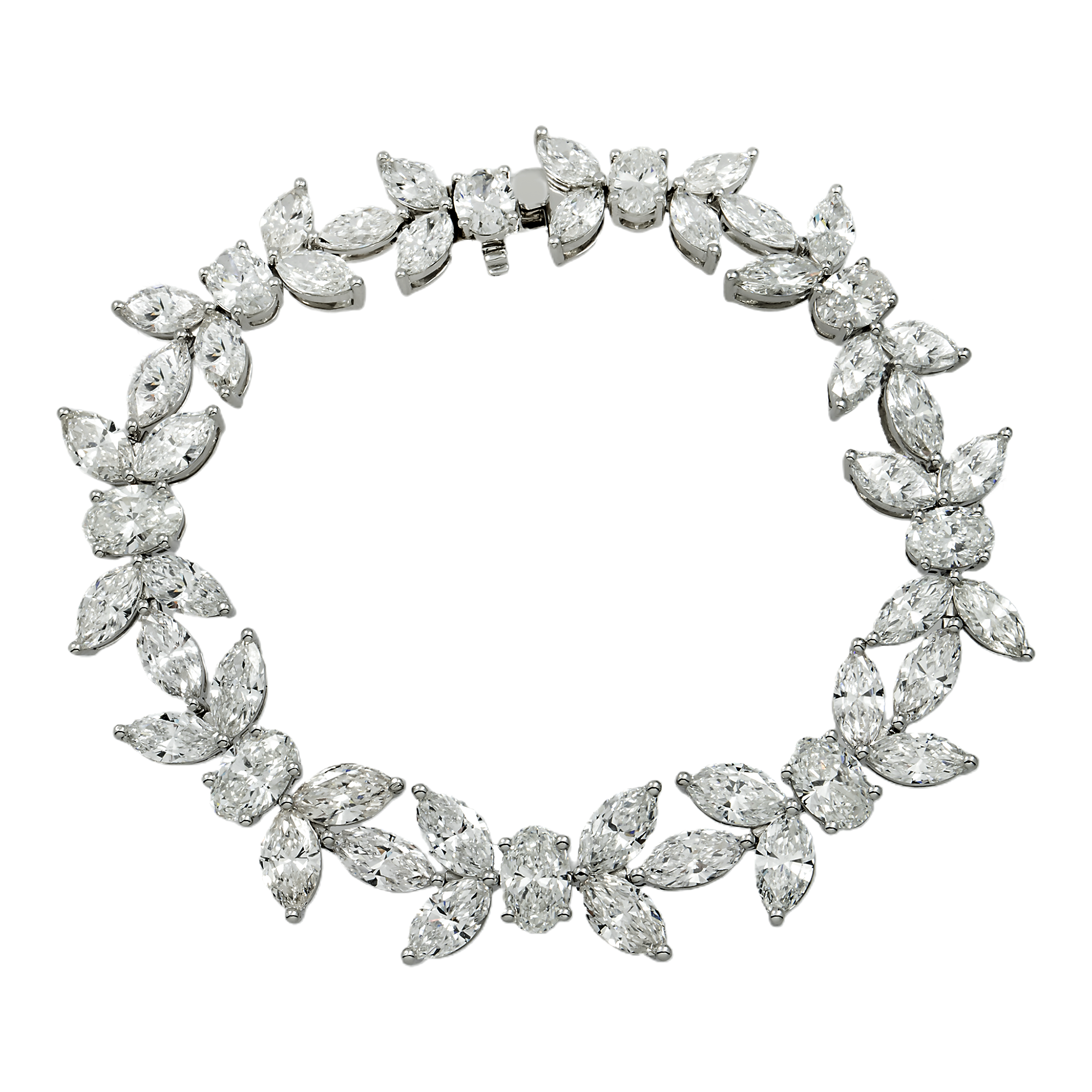 14K White Gold Oval & Marquise Cut Diamond Bracelet 22.92ct