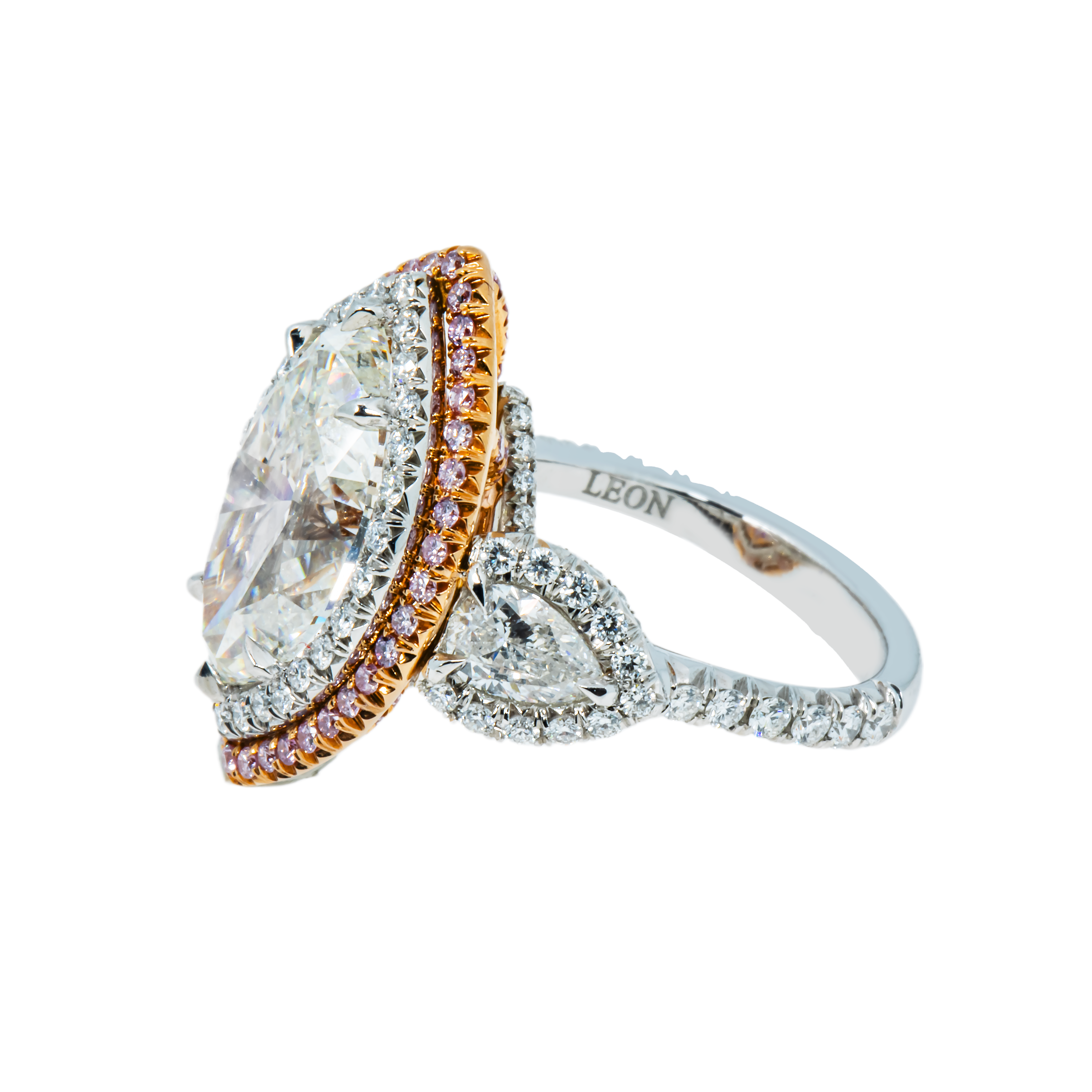 Gia Two Tone 5.55Ct Marquise Cut & Pink Diamond Engagement Ring 7.75Ctw Bridal
