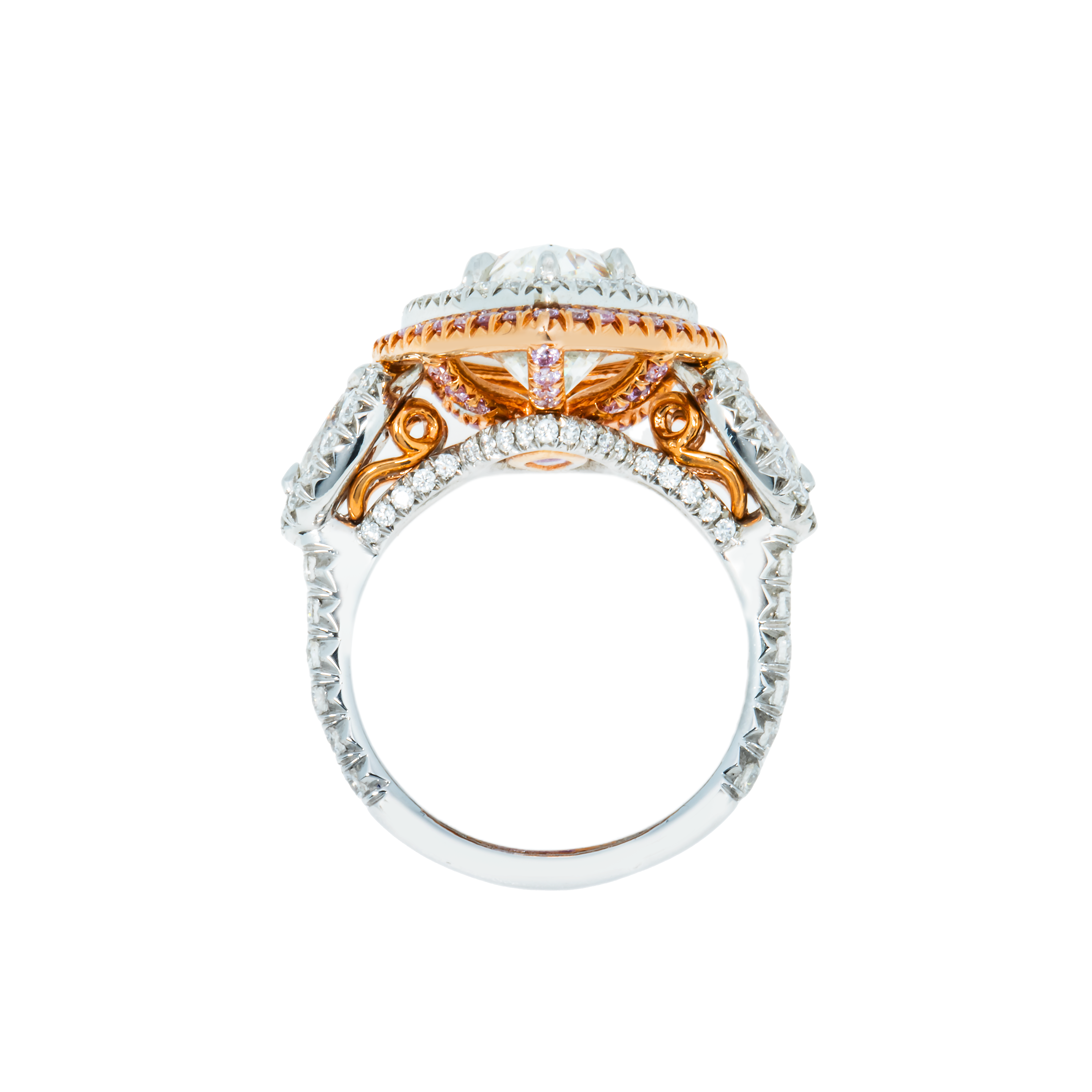 Gia Two Tone 5.55Ct Marquise Cut & Pink Diamond Engagement Ring 7.75Ctw Bridal