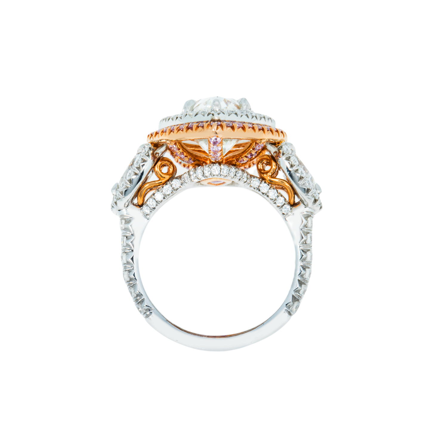 GIA Two Tone 5.55ct Marquise Cut & Pink Diamond Engagement Ring 7.75ctw