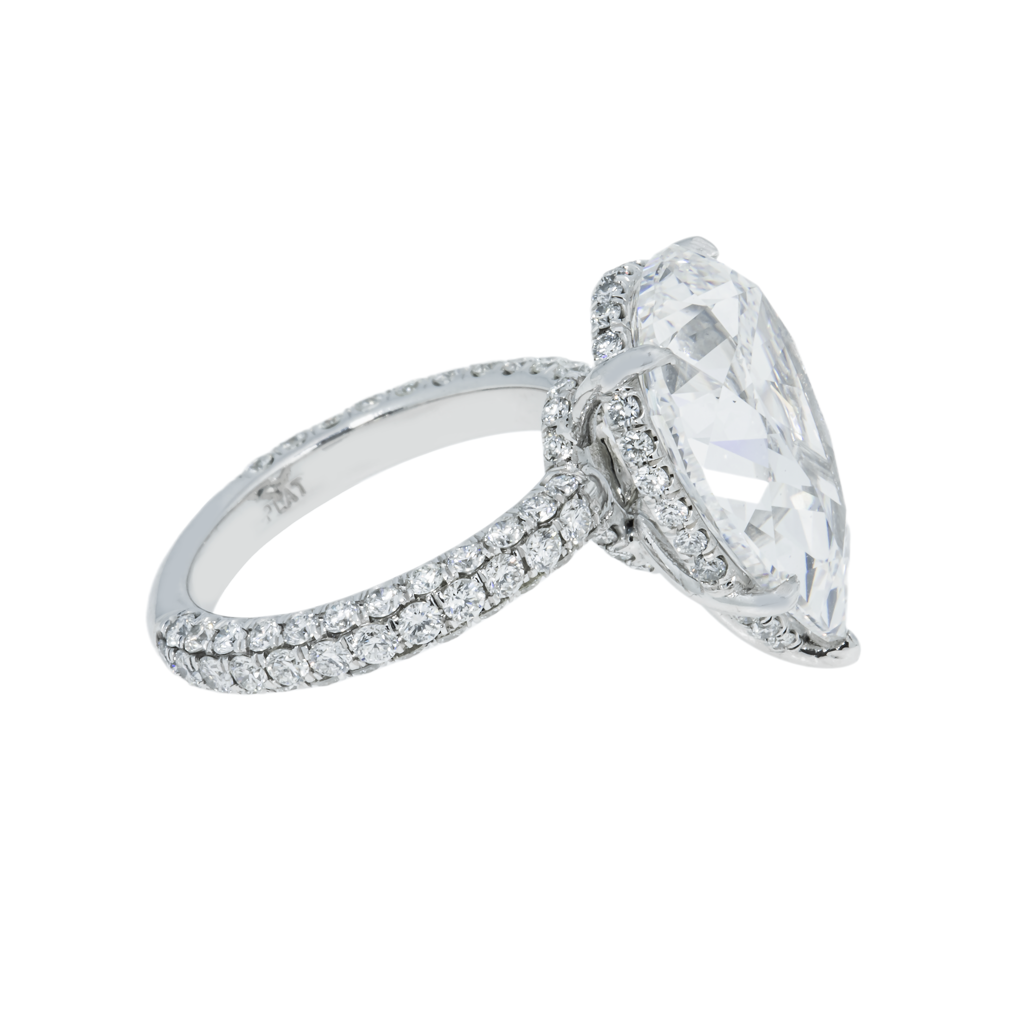 Gia Platinum 10.30Ct Pear Cut Diamond Engagement Ring 13.10Ctw Bridal