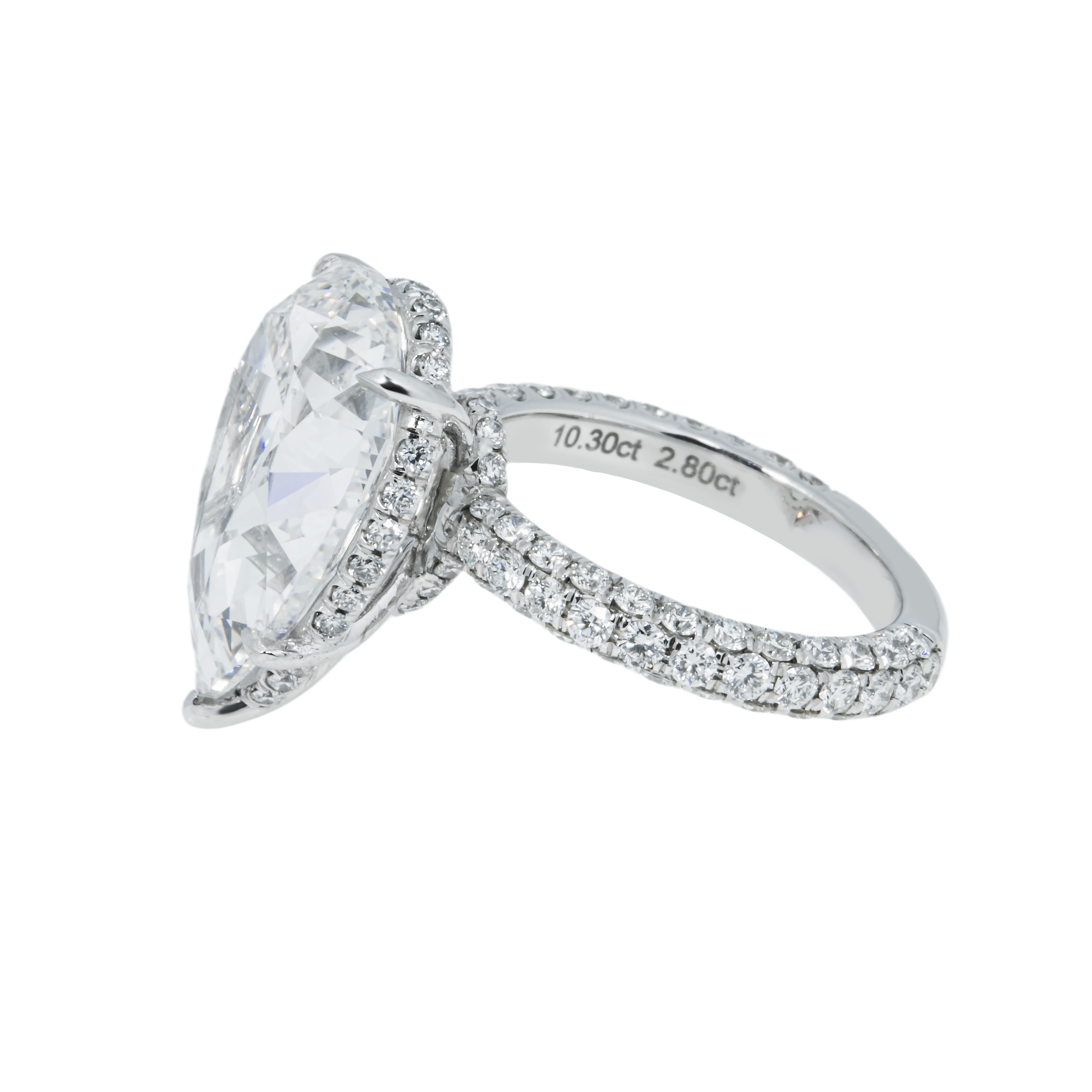 Gia Platinum 10.30Ct Pear Cut Diamond Engagement Ring 13.10Ctw Bridal