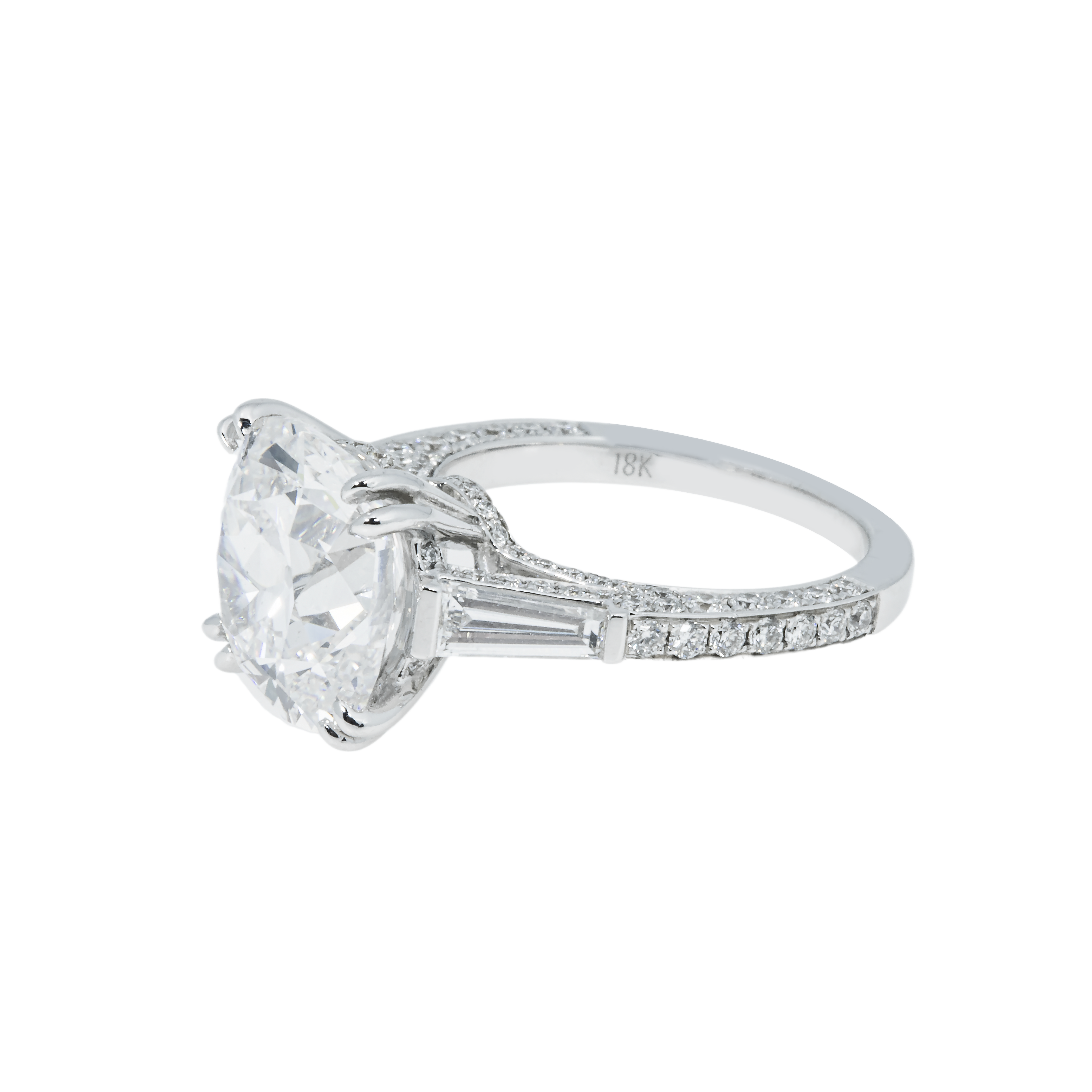 Gia 18K White Gold 5.83Ct Cushion Cut Triple Diamond Engagement Ring 7.33Ctw Bridal