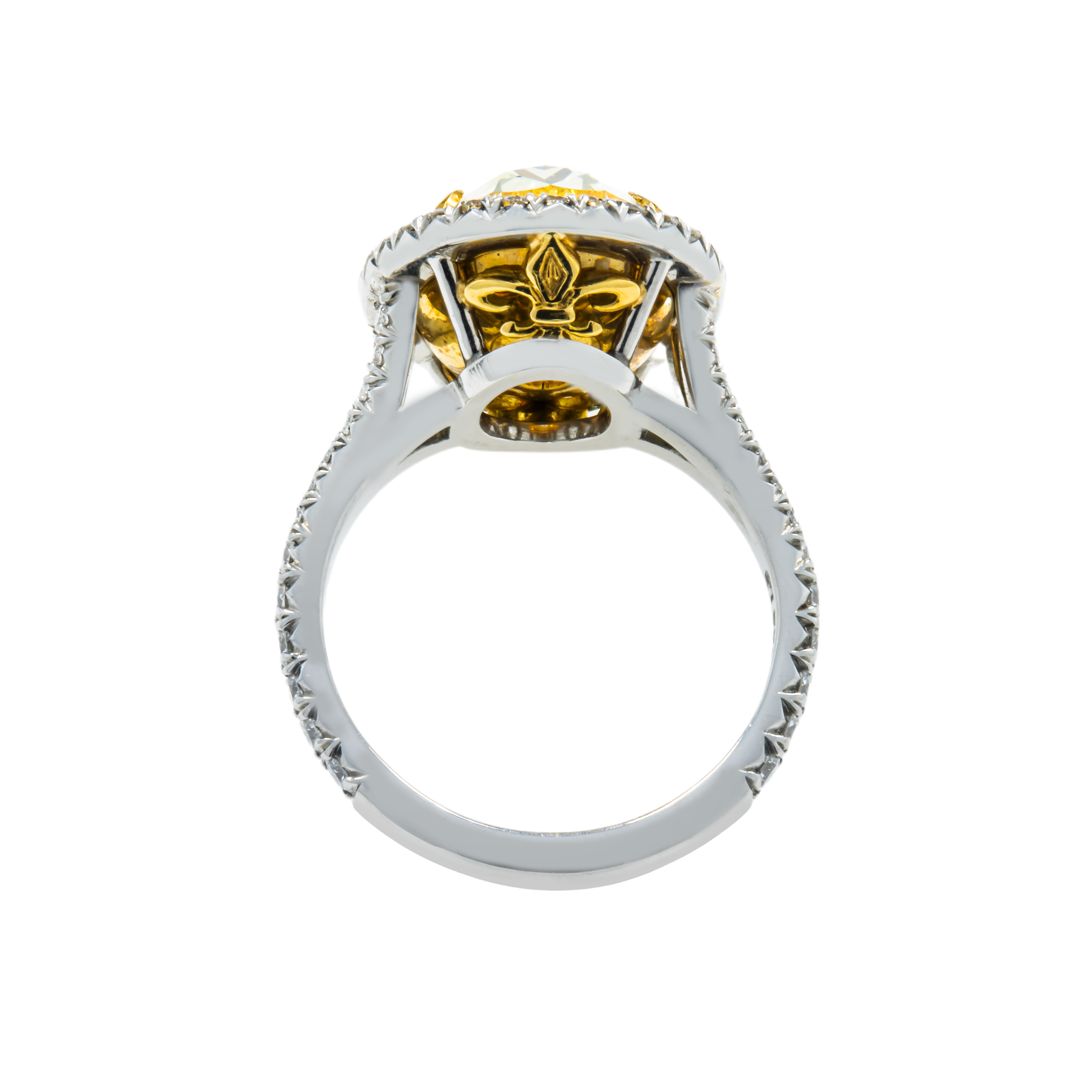 Gia Platinum 5.61Ct Oval Cut Fancy Yellow Diamond Engagement Ring 6.61Ctw Bridal