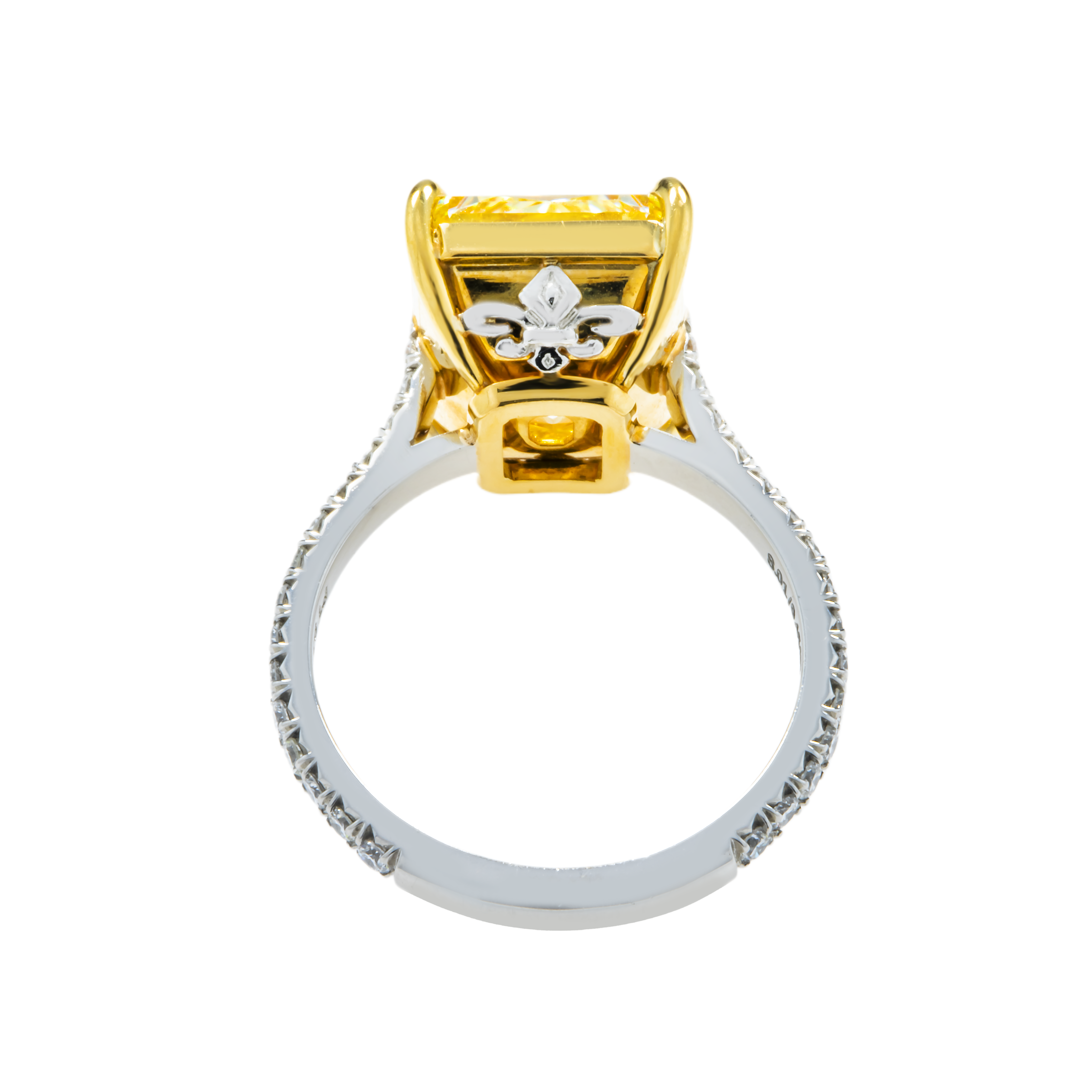 Gia Platinum 8.01Ct Radiant Cut Fancy Yellow Diamond Engagement Ring 8.46Ctw Bridal