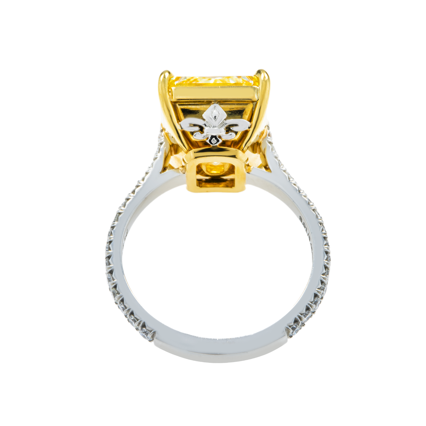 GIA Platinum 8.01ct Radiant Cut Fancy Yellow Diamond Engagement Ring 8.46ctw