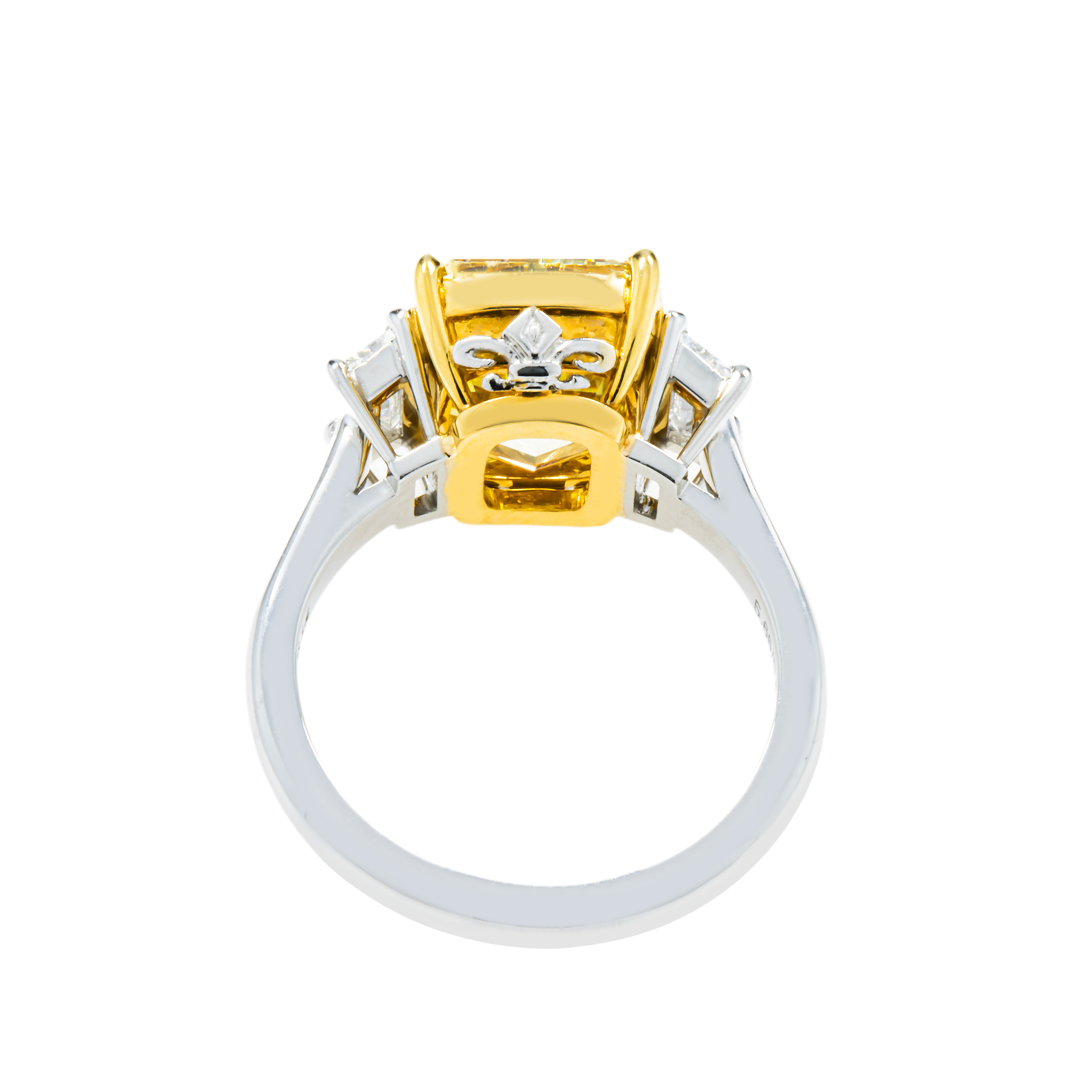Gia Platinum 5.65Ct Cushion Cut Fancy Yellow Engagement Ring 6.21Ctw Bridal