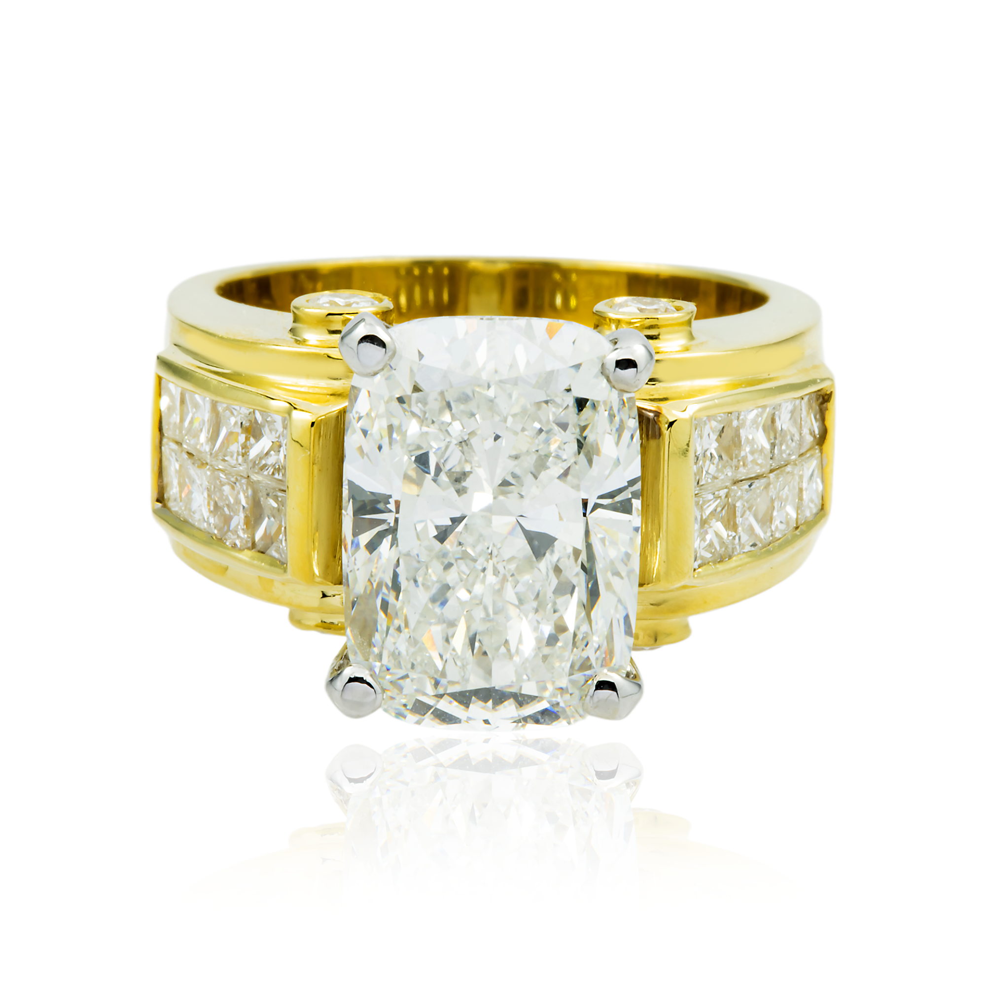18K Yellow Gold 6.43ct Radiant Cut Diamond Engagement Ring 8.80ctw