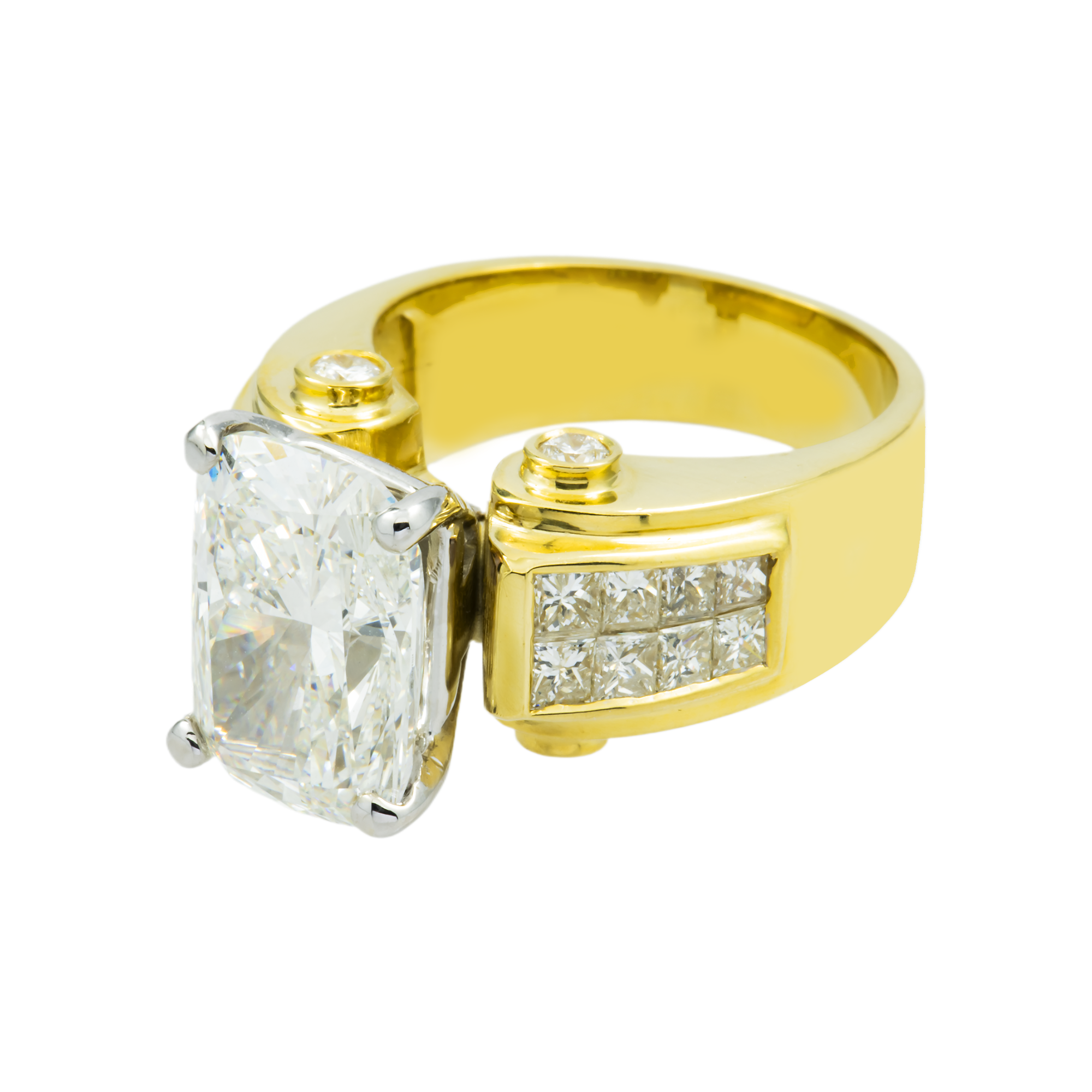 18K Yellow Gold 6.43ct Radiant Cut Diamond Engagement Ring 8.80ctw