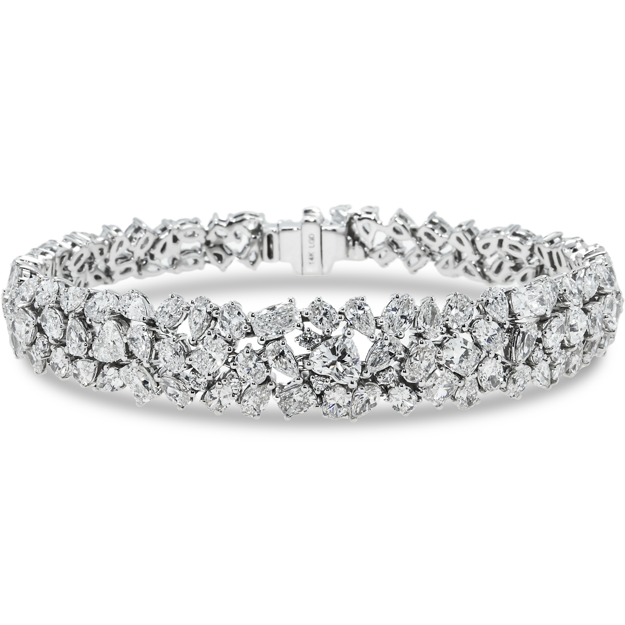 14K White Gold Multi Cut Diamond Bracelet 15.28Ct (1 Of 3 Matching Set) Bracelets