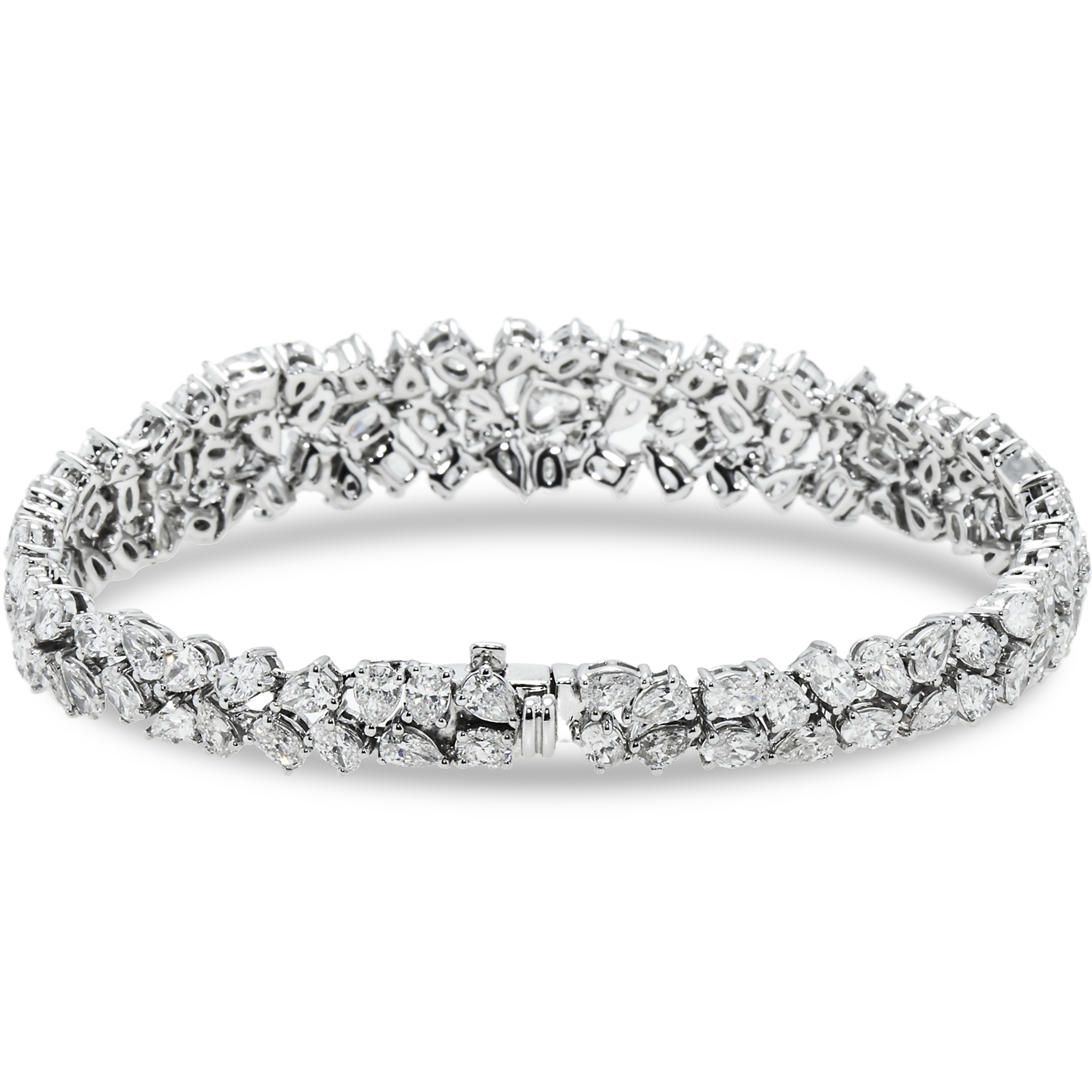 14K White Gold Multi Cut Diamond Bracelet 15.28Ct (1 Of 3 Matching Set) Bracelets