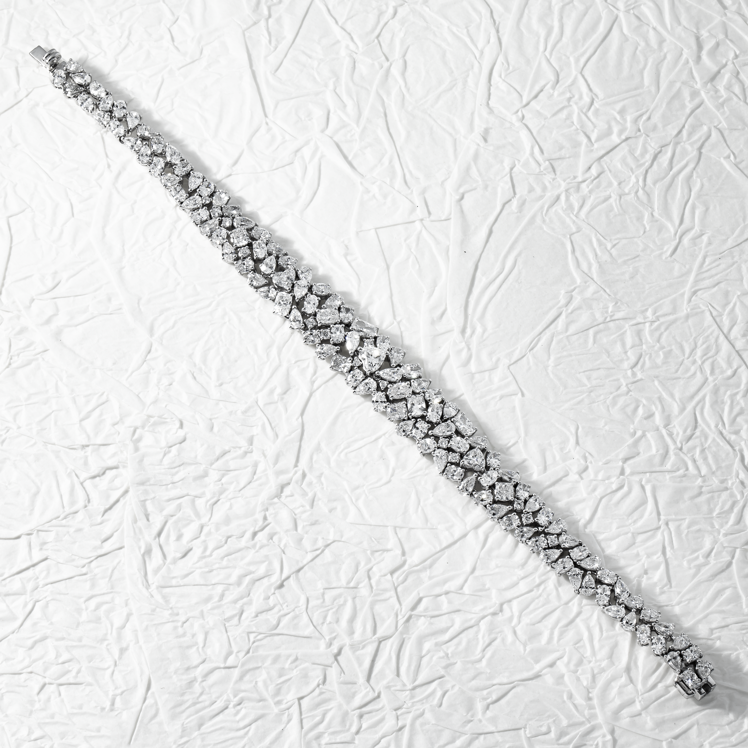 14K White Gold Multi Cut Diamond Bracelet 15.28Ct (1 Of 3 Matching Set) Bracelets