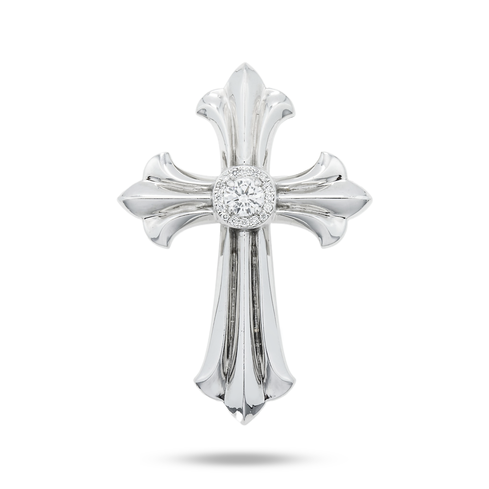 18K White Gold Round Diamond Cross Pendant 0.36Ct Jewelry