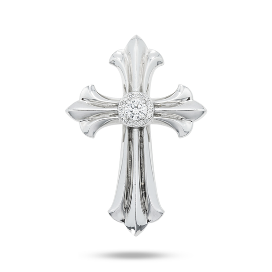 18K White Gold Round Diamond Cross Pendant 0.36ct