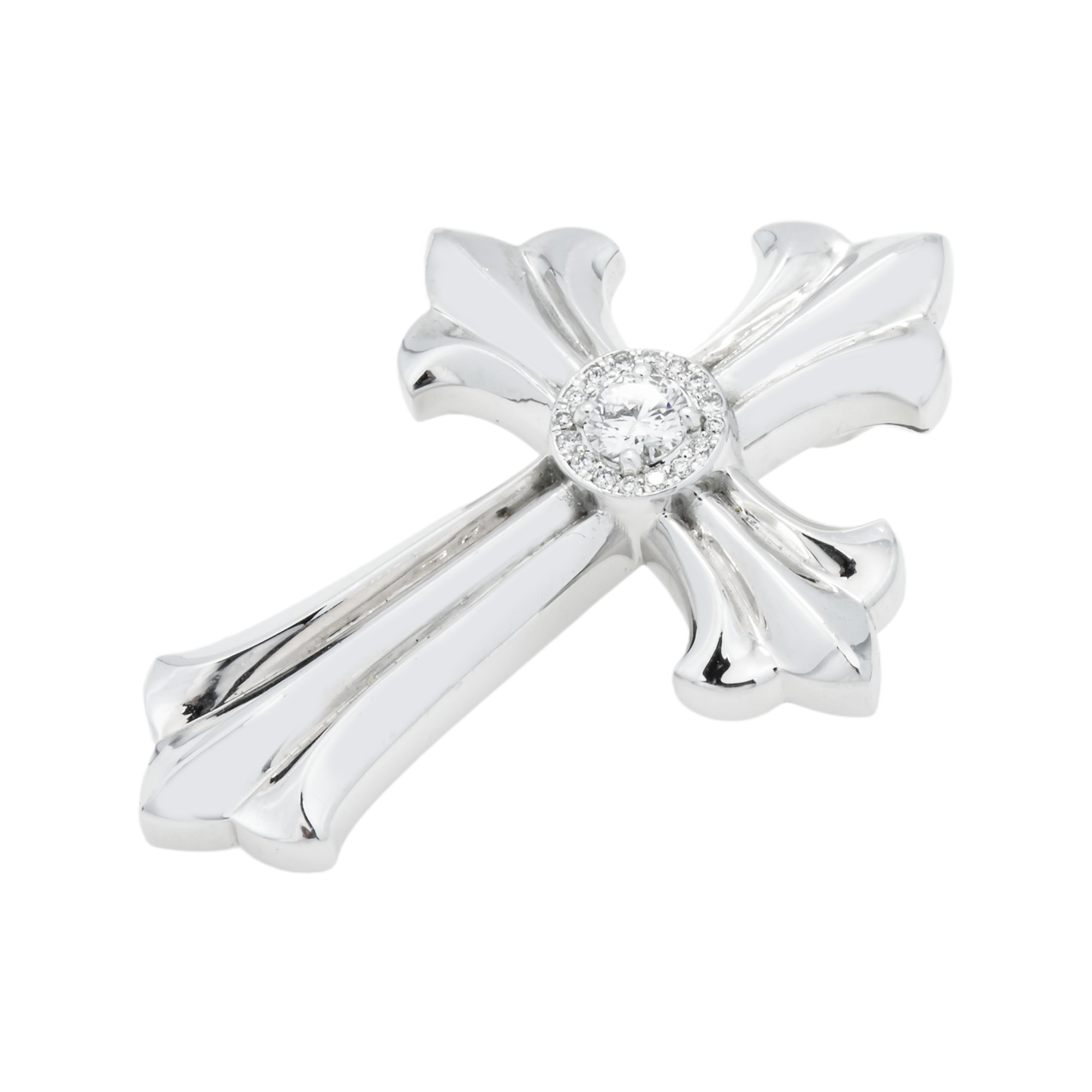 18K White Gold Round Diamond Cross Pendant 0.36Ct Jewelry