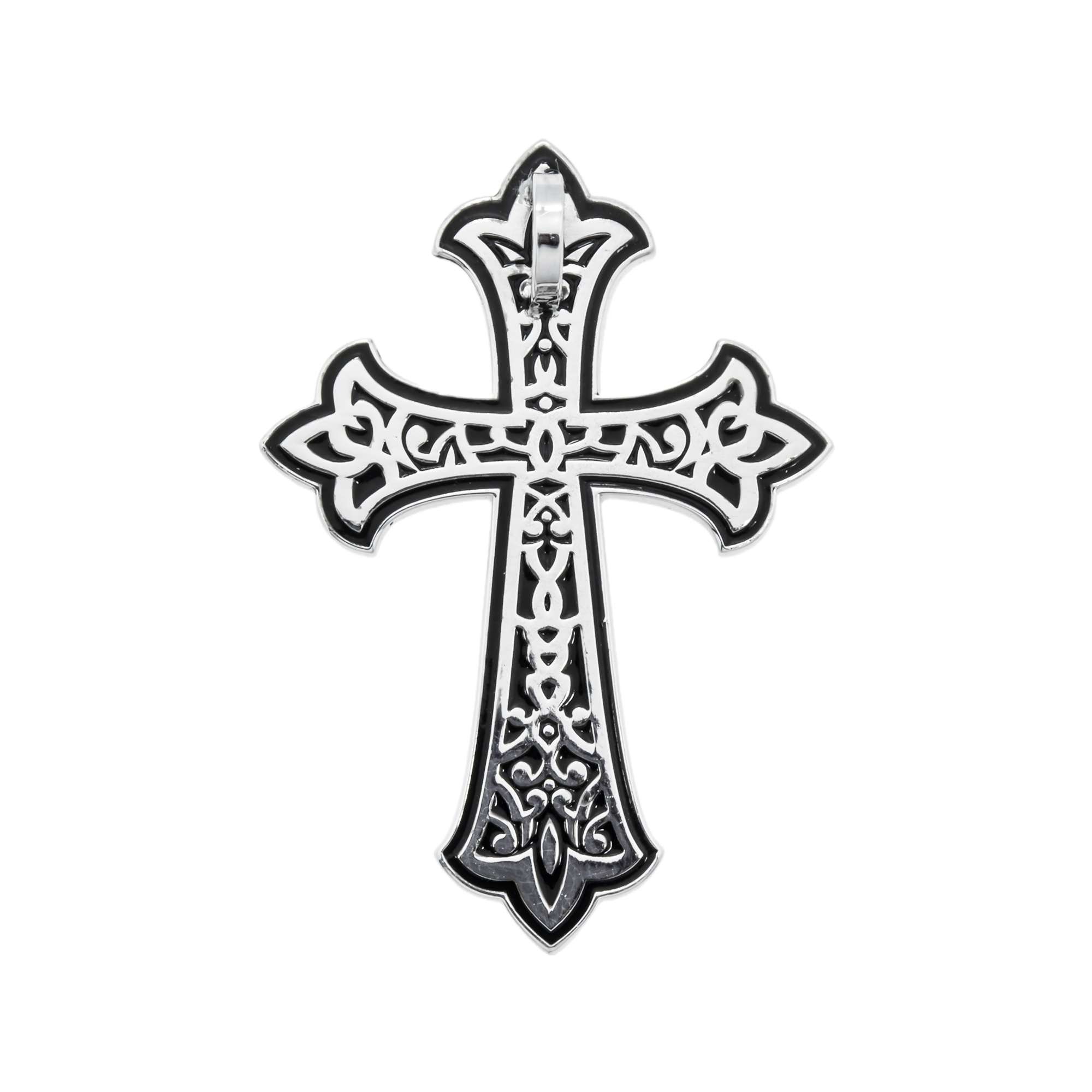 18K White Gold Round Diamond Cross Pendant 0.36Ct Jewelry