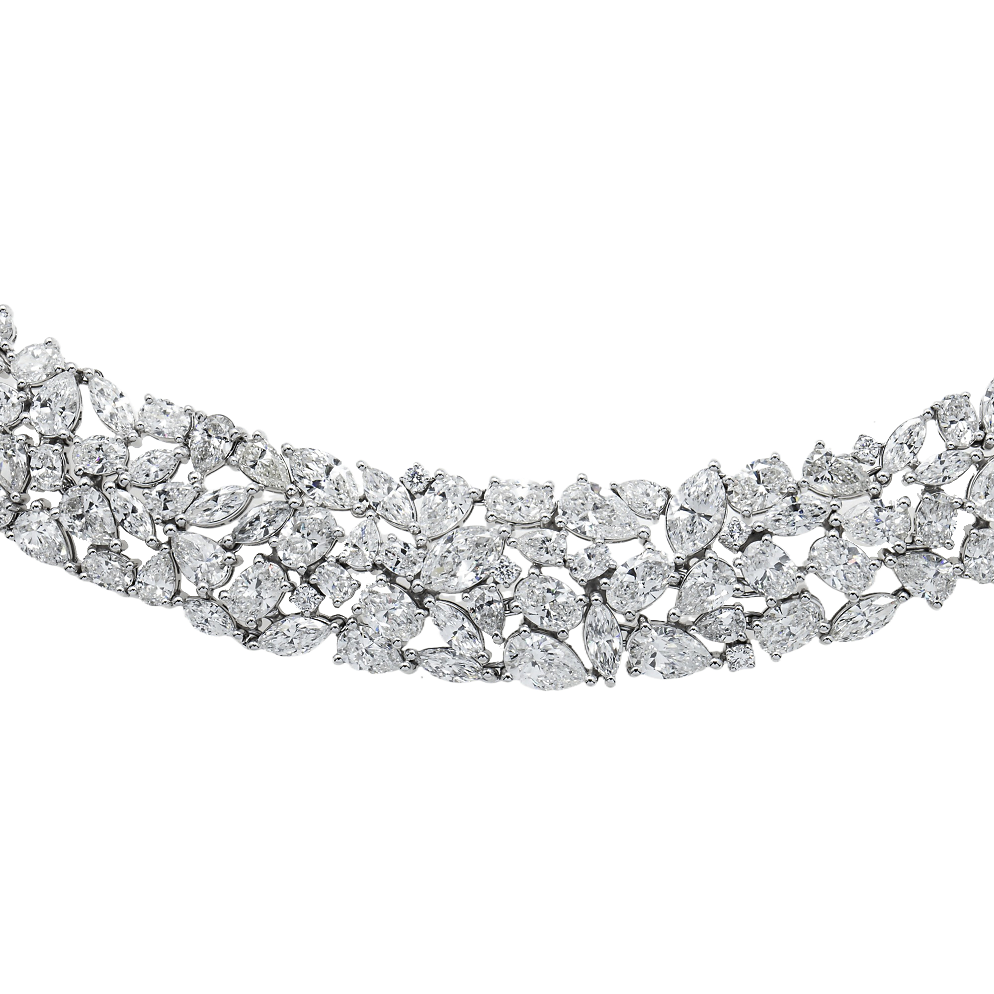 14K White Gold Multi Cut Diamond Necklace 57.13Ct (1 Of 3 Matching Set) Necklace