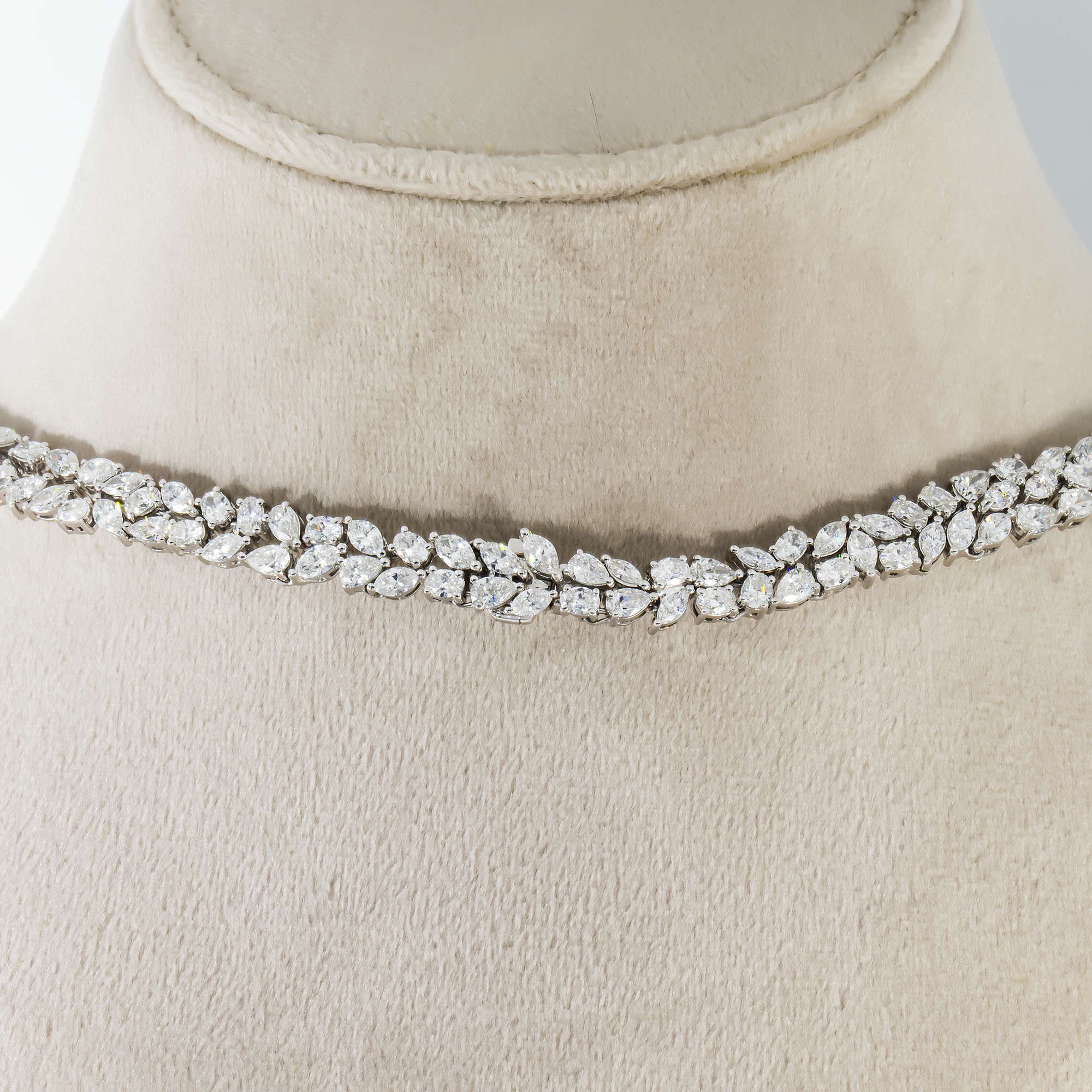14K White Gold Multi Cut Diamond Necklace 57.13Ct (1 Of 3 Matching Set) Necklace