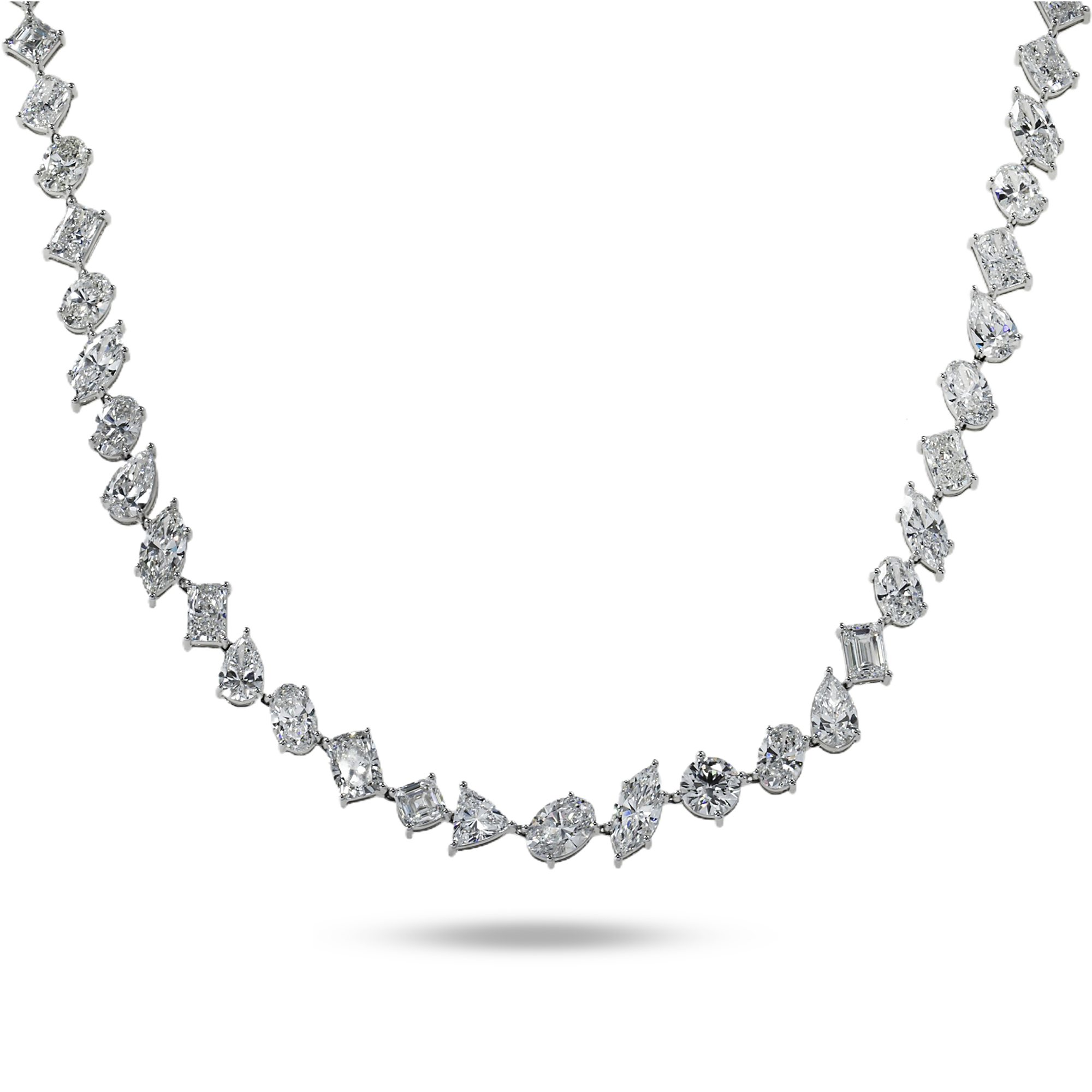 14K White Gold Multi Cut Diamond Necklace 70.71Ct Necklace