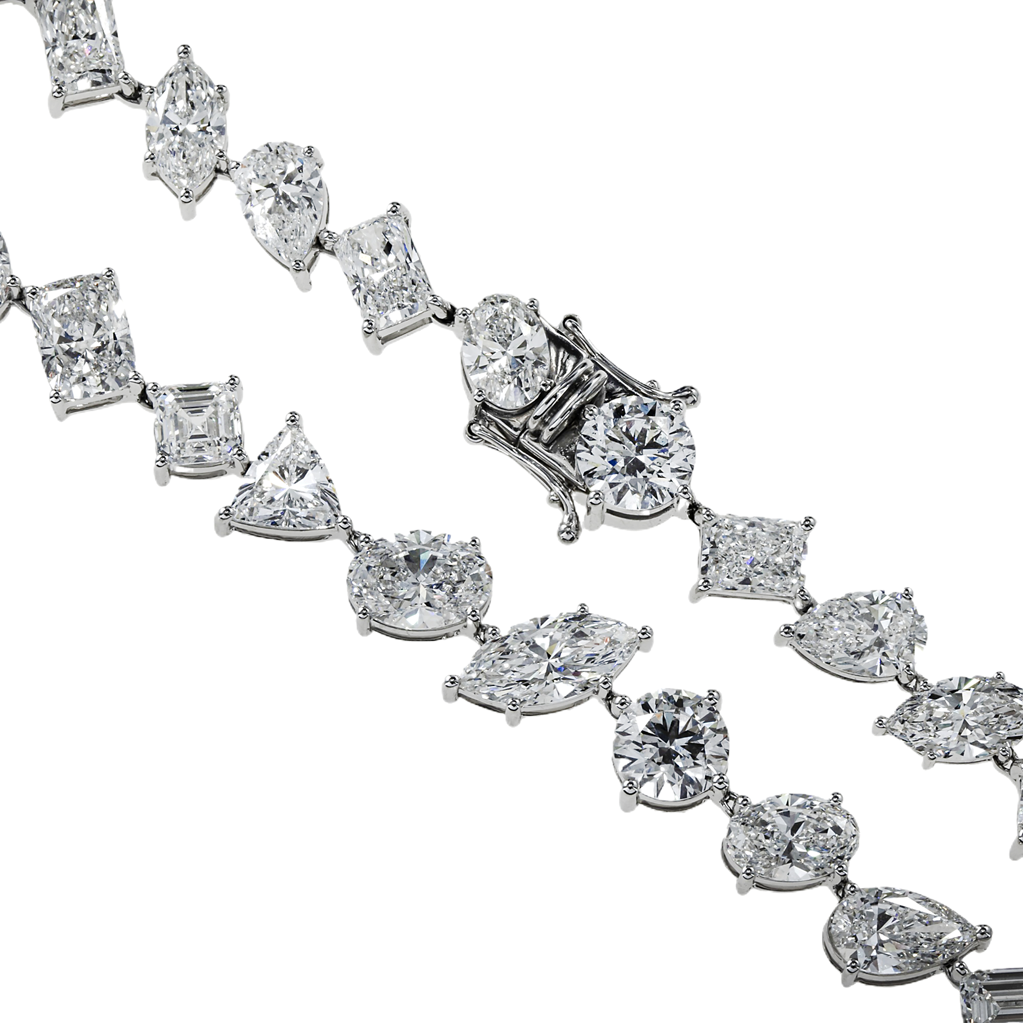 14K White Gold Multi Cut Diamond Necklace 70.71Ct Necklace