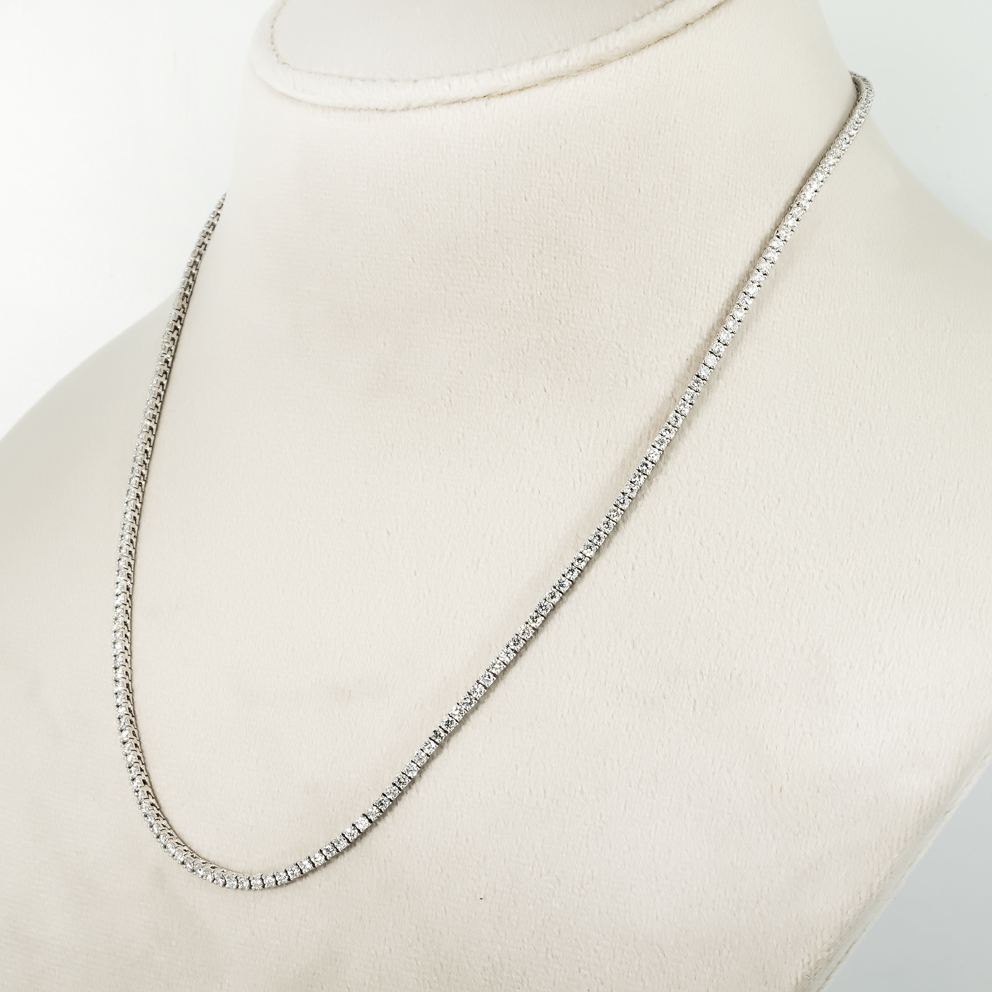 14K White Gold Round Diamond Tennis Chain 5.68ct (16"-24")