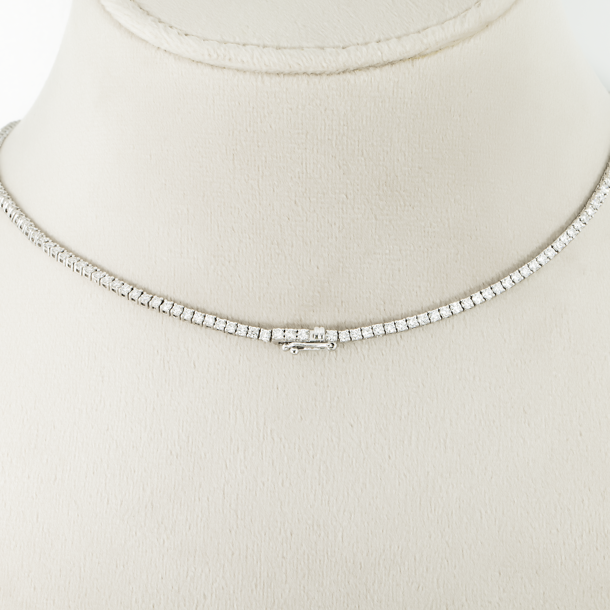 14K White Gold Round Diamond Tennis Chain 5.68ct (16"-24")