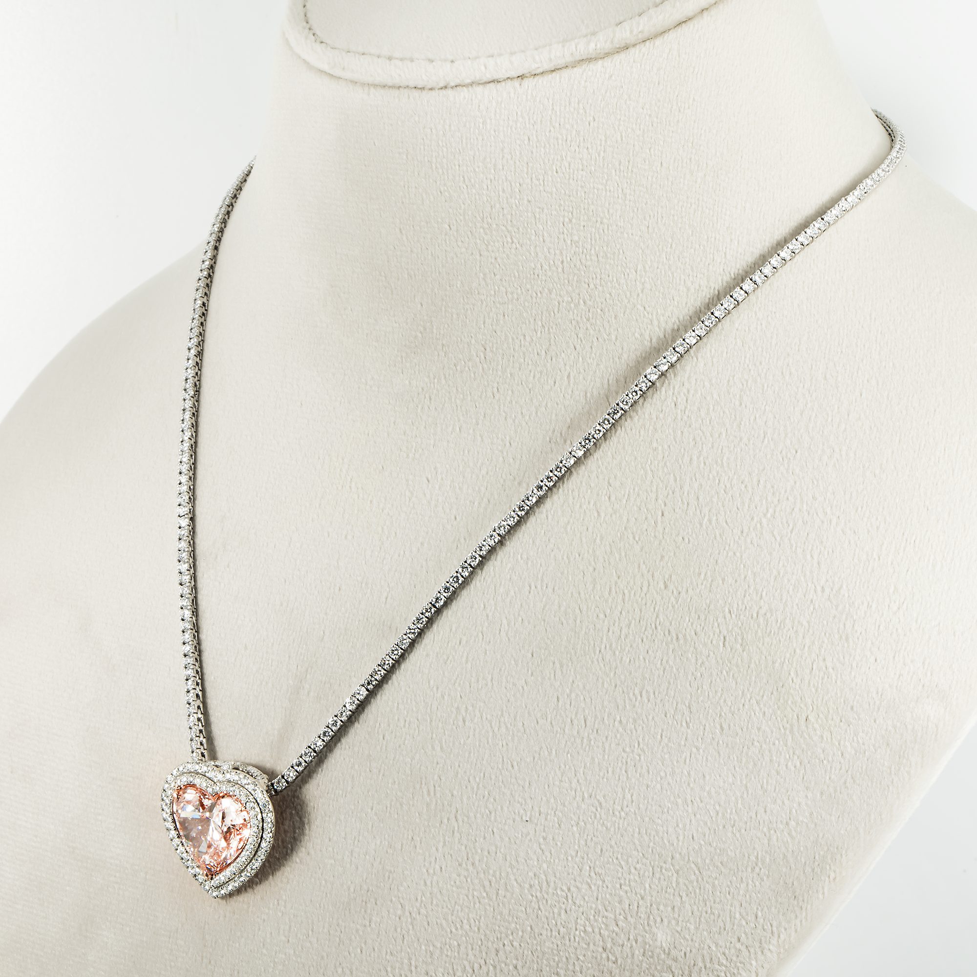 Luxury Platinum  14K White Gold Heart Cut Fancy Pink Diamond Necklace  11.23ct (New Product) – Leon Diamond