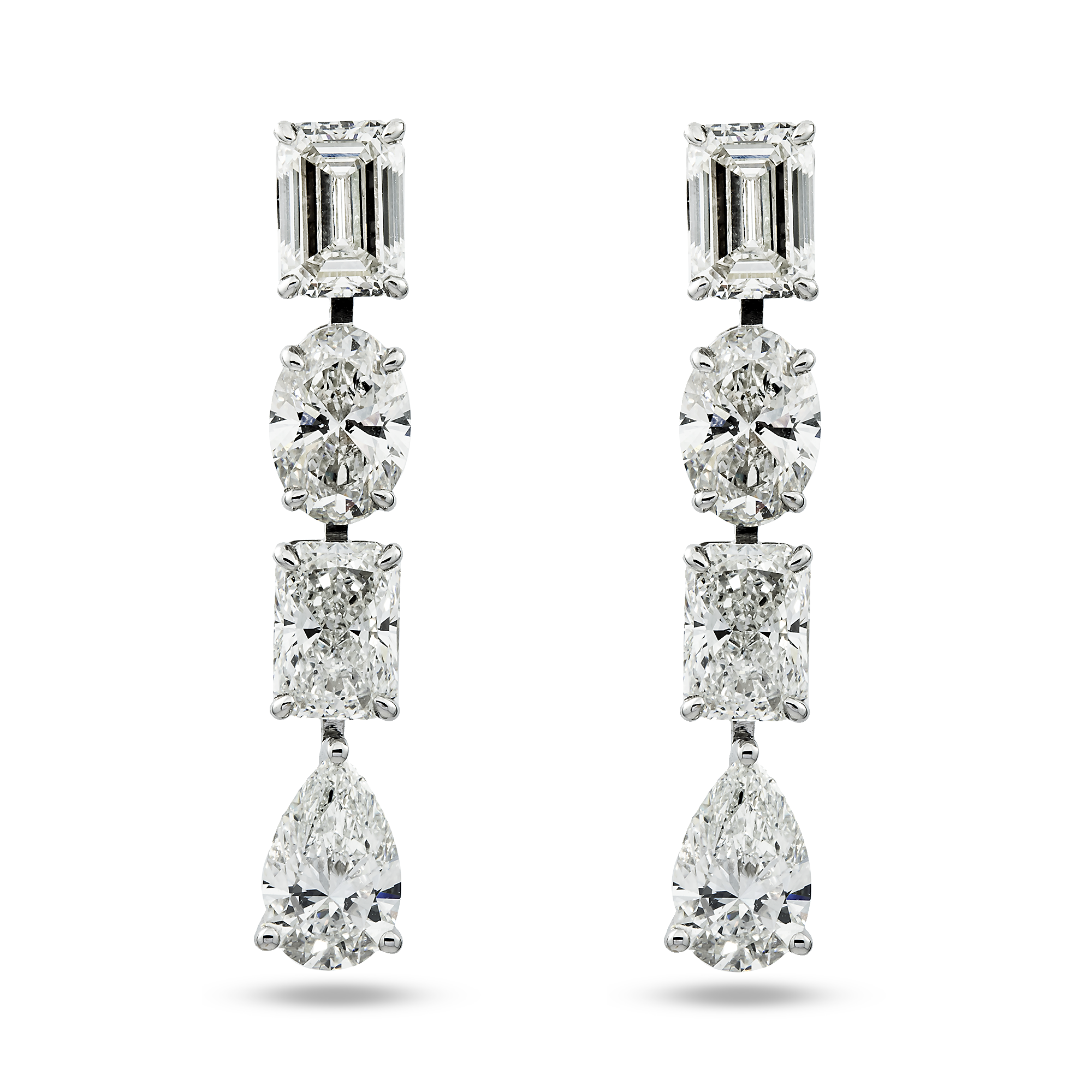 14K White Gold Multi Cut Diamond Drop Earrings 12.34ctw