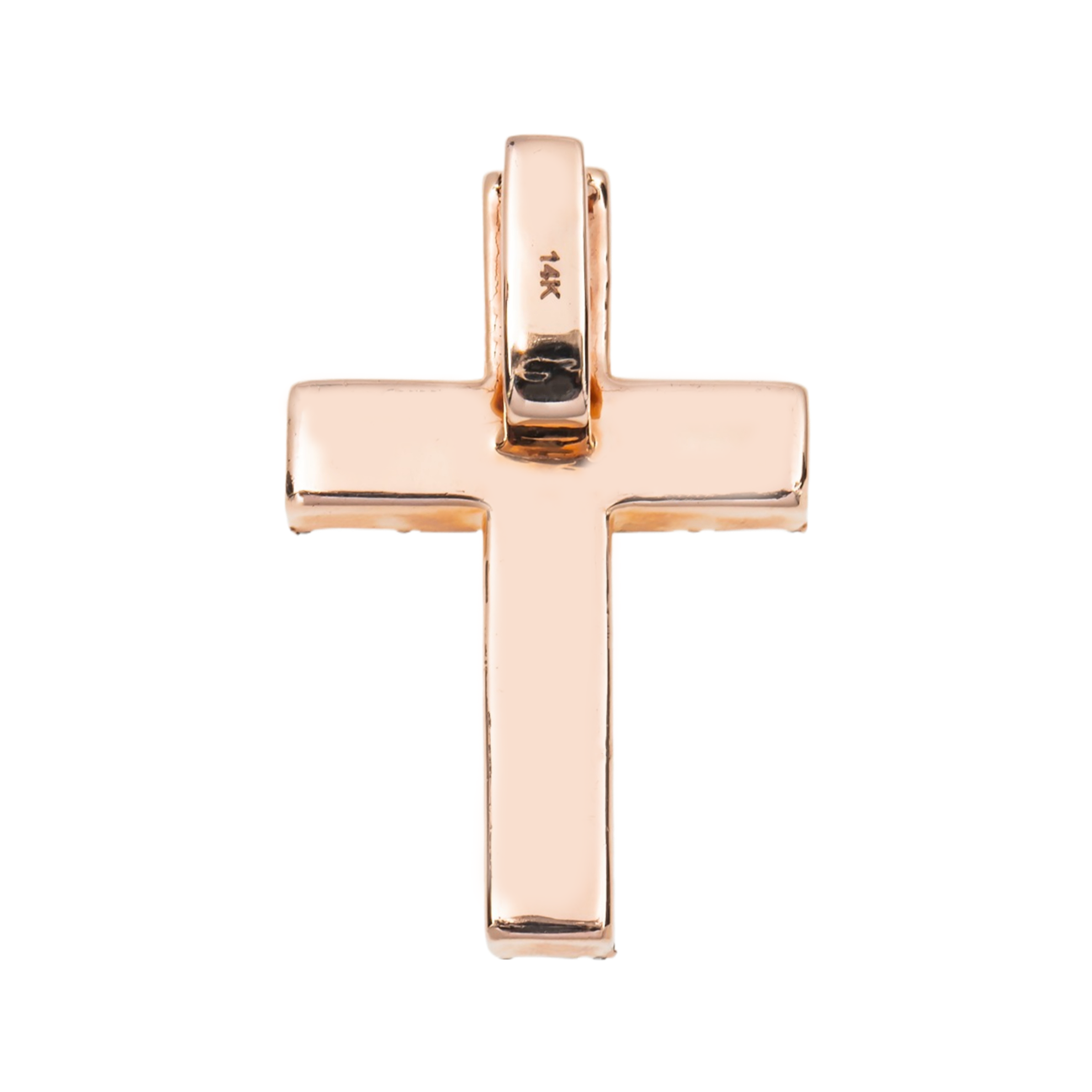 14K Rose Gold Baguette & Round Diamond Cross Pendant 2.30Ct