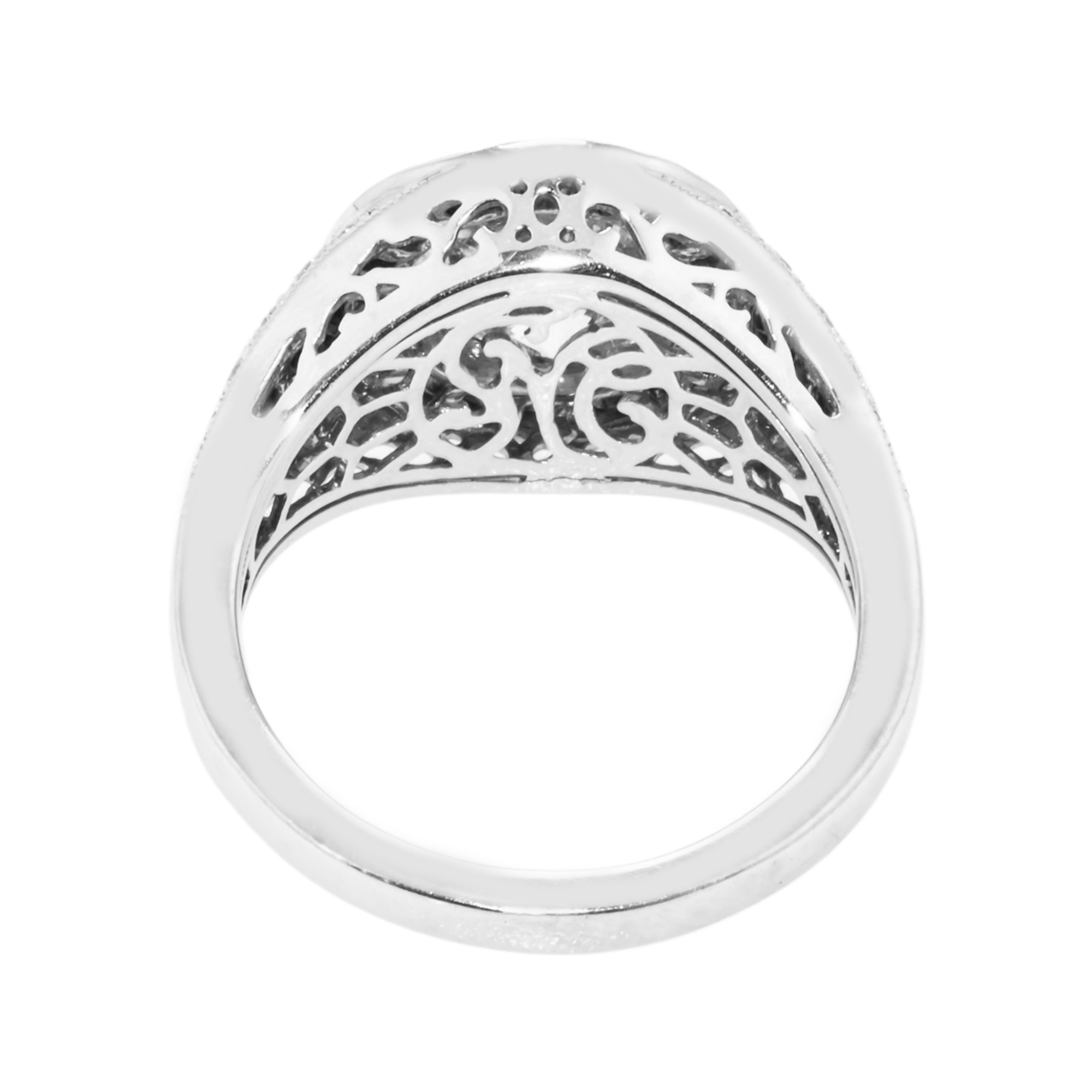 Platinum 2.05Ct Round Cut Diamond & Sapphire Detailed Ring 3.62Ctw Bridal