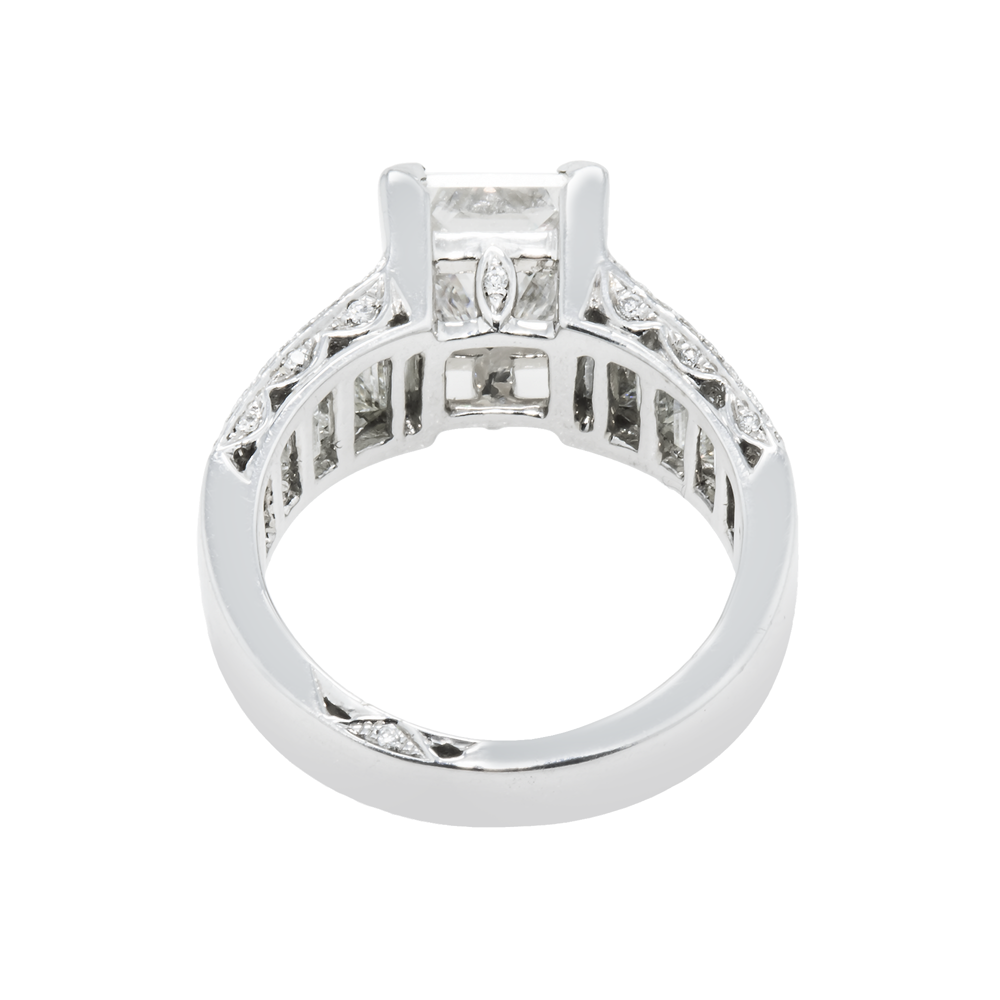 18K White Gold 2.06Ct Princess Cut Diamond Engagement Rings 3.21Ctw Bridal