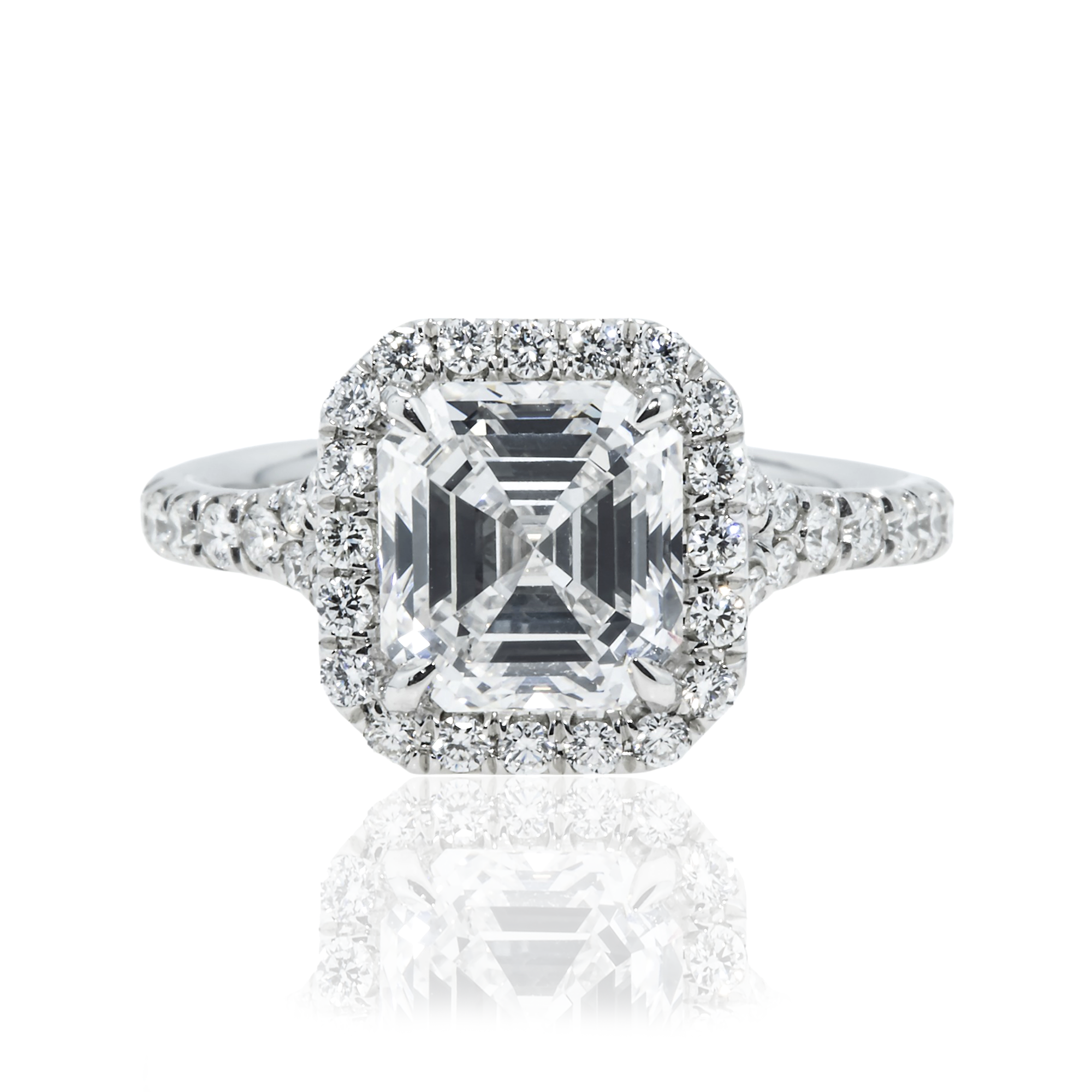 Gia Platinum 2.78Ct Asscher Cut Diamond Engagement Ring 3.73Ctw Bridal