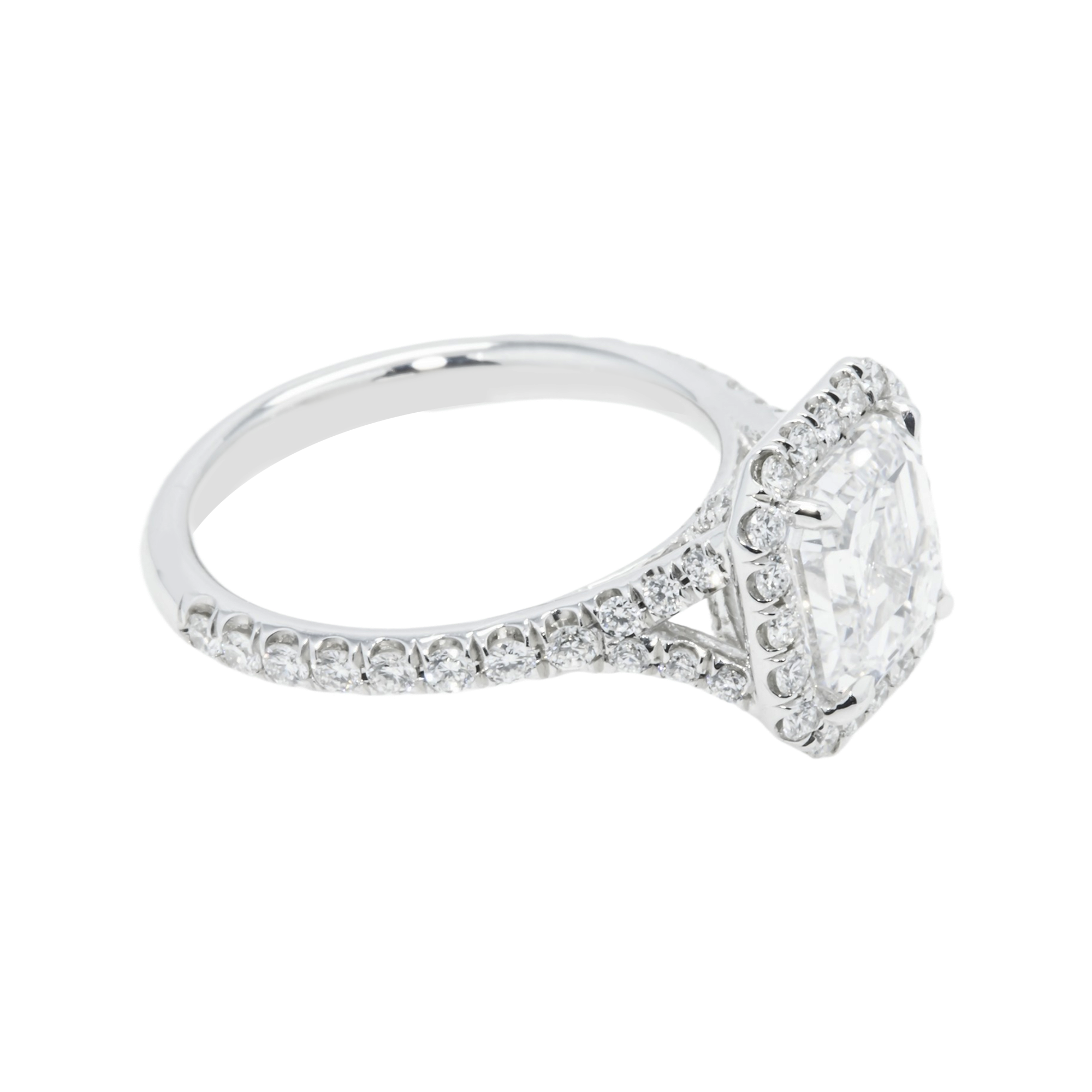 Gia Platinum 2.78Ct Asscher Cut Diamond Engagement Ring 3.73Ctw Bridal