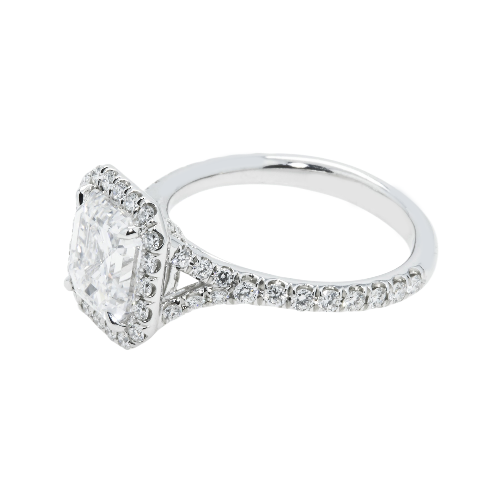 Gia Platinum 2.78Ct Asscher Cut Diamond Engagement Ring 3.73Ctw Bridal