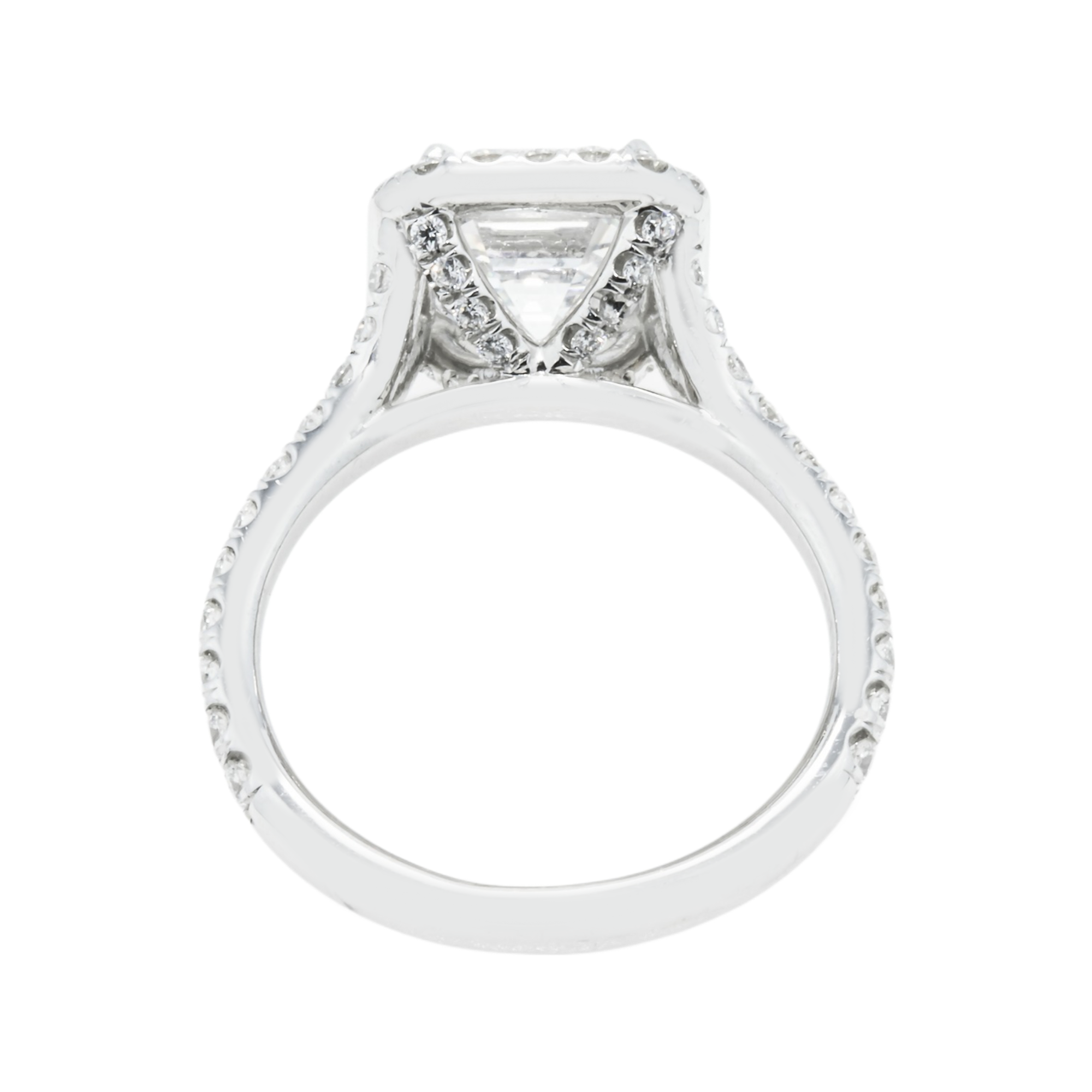 Gia Platinum 2.78Ct Asscher Cut Diamond Engagement Ring 3.73Ctw Bridal