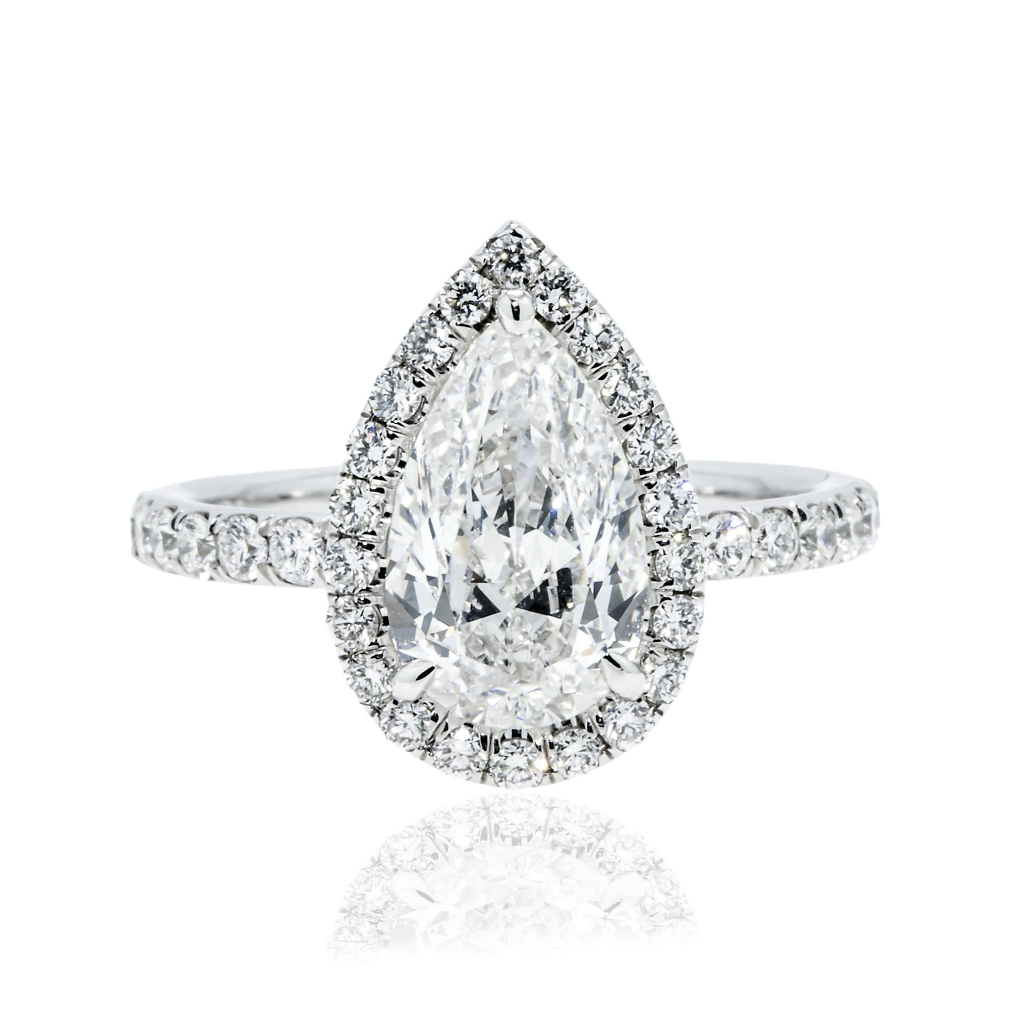 Gia Platinum 2.90Ct Internally Flawless Pear Cut Diamond Engagement Ring 3.10Ctw Bridal