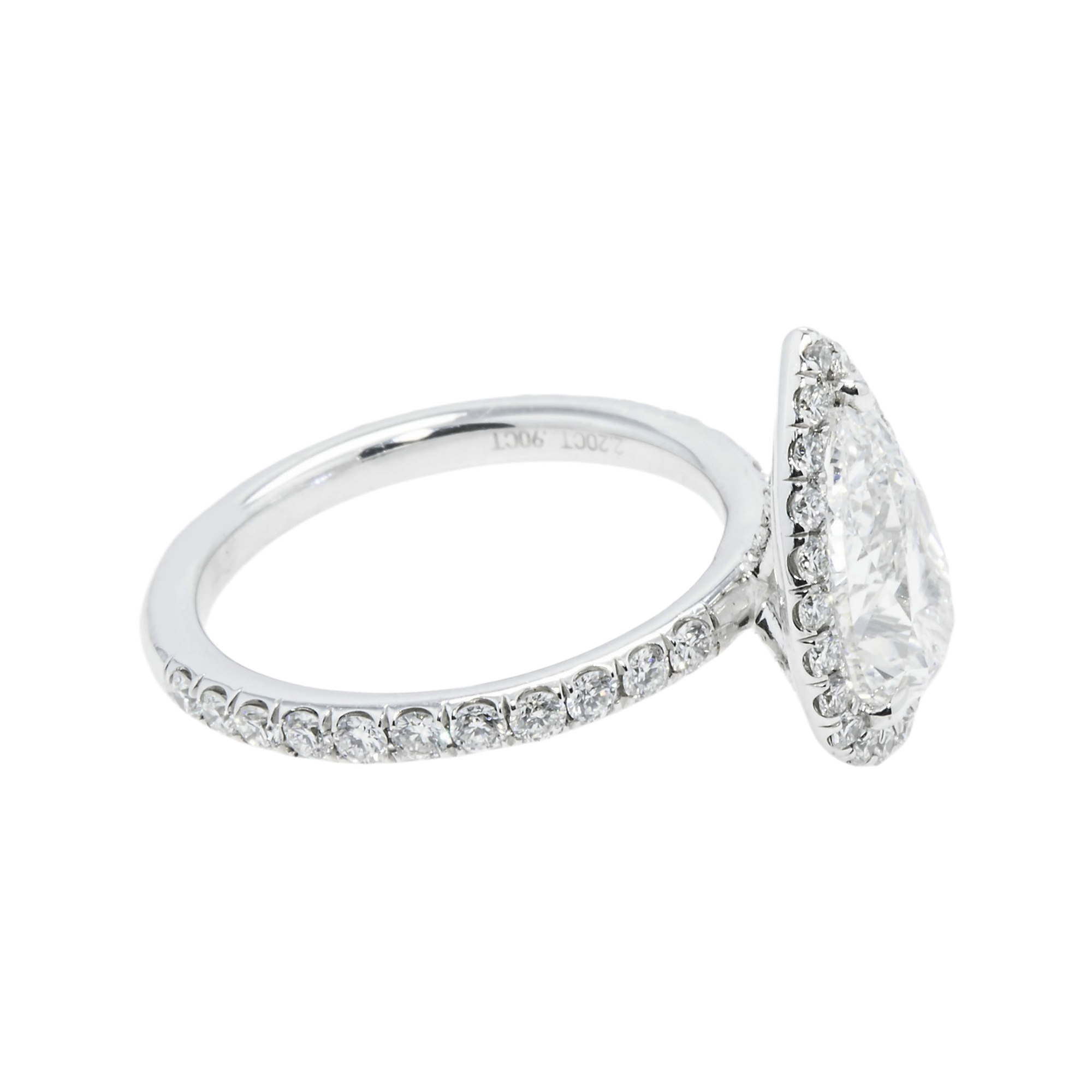 Gia Platinum 2.90Ct Internally Flawless Pear Cut Diamond Engagement Ring 3.10Ctw Bridal