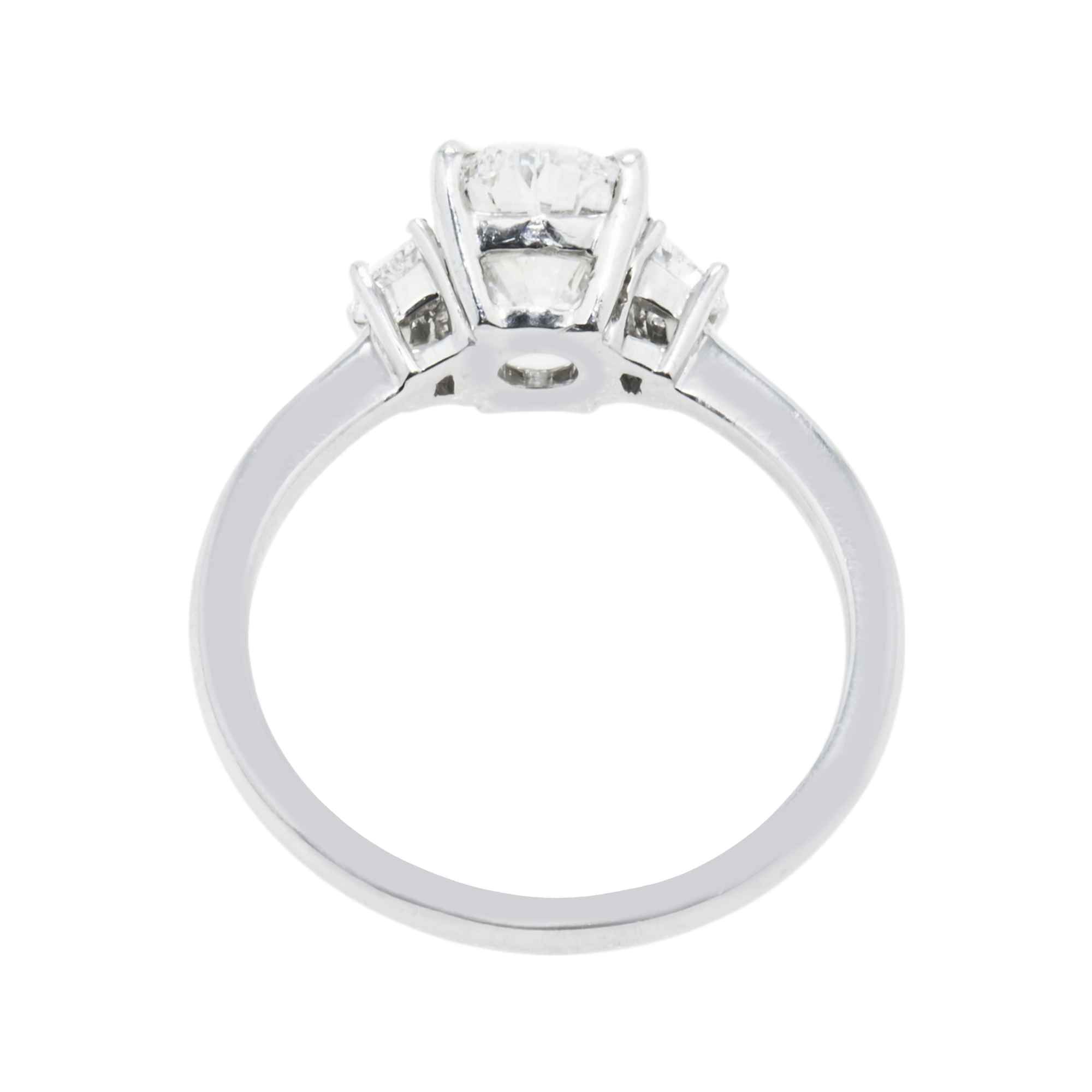 Gia Platinum Oval & Halfmoon Triple Diamond Engagement Ring 2.25Ctw Bridal